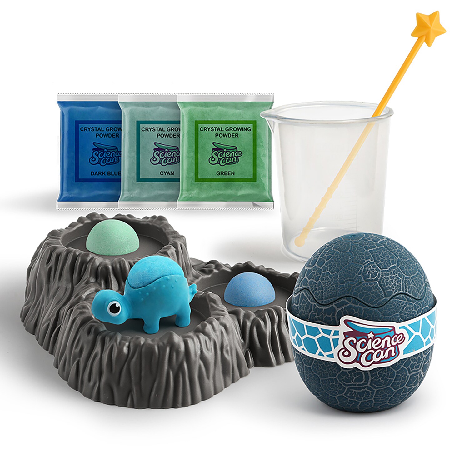 Hape: Science Can: Crystal Dinosaur Growing Kit - Stegosaur - Crystal Growing Chemistry Experiment, Observation Diary, Educational Toy, Kids Ages 8+