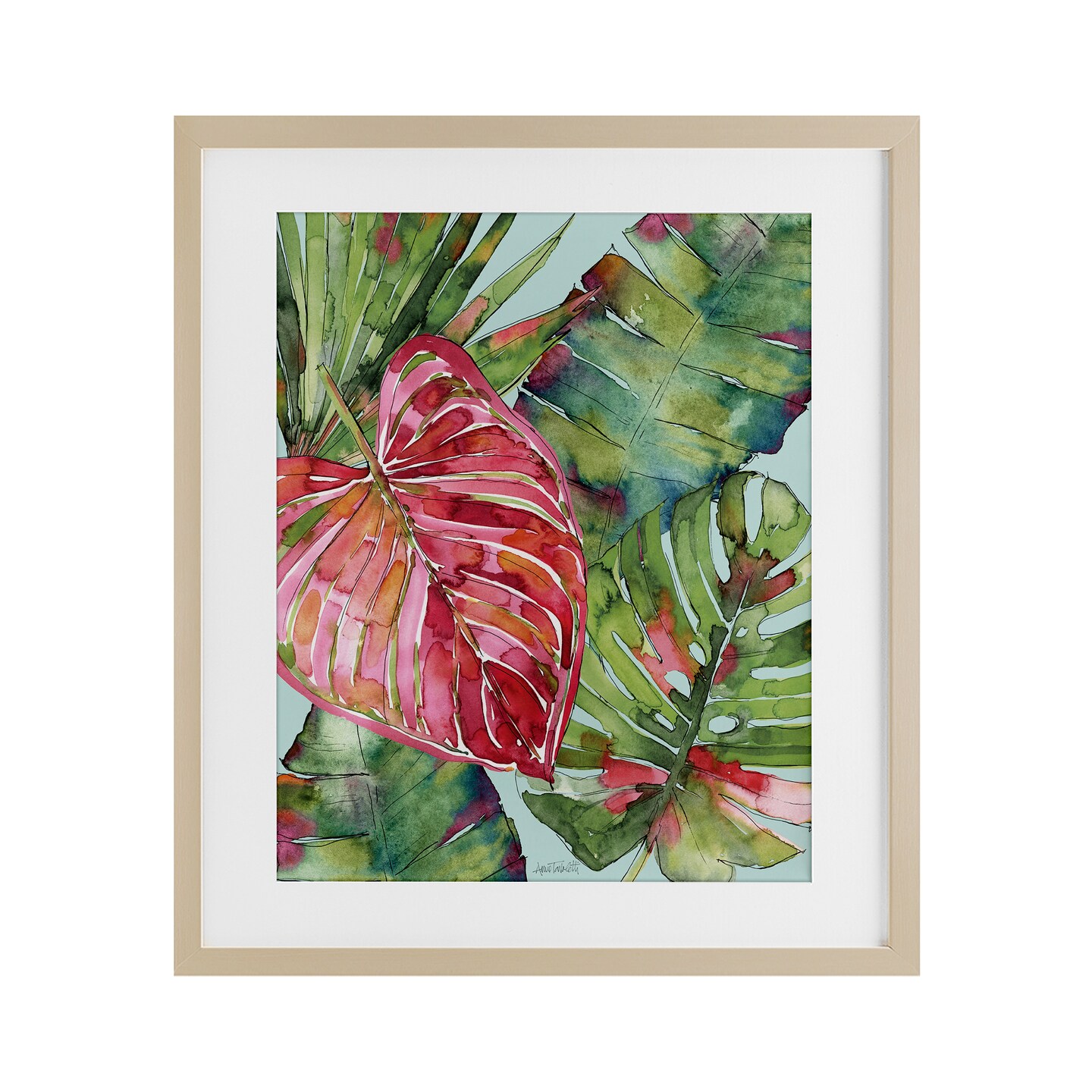 Stupell Industries Pink & Green Palm Springs Framed Print Under Glass, design by Anne Tavoletti