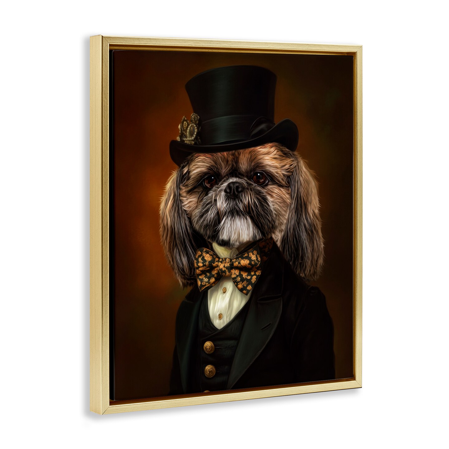 Stupell Industries Aristocratic Pup Portrait Floating Frame, design by Kelley Parker