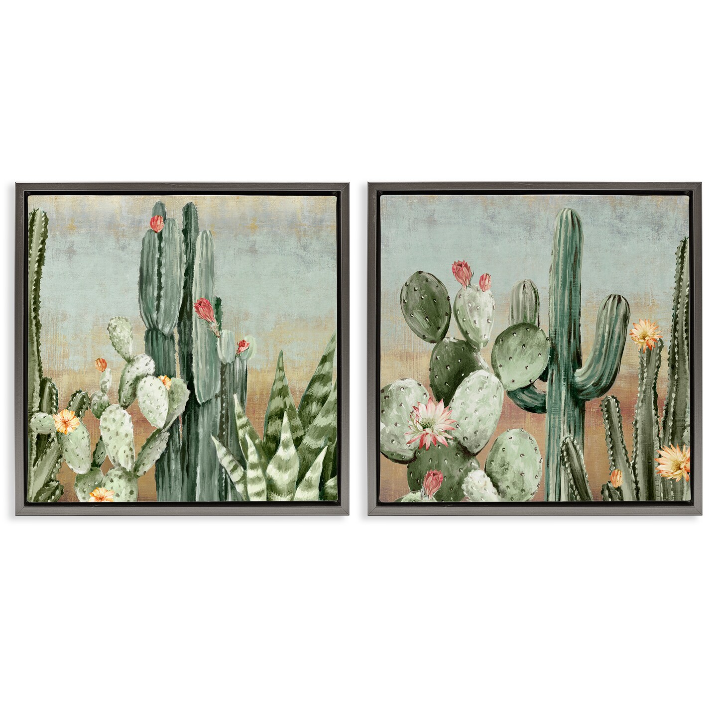Stupell Industries Cactus Blooms Among Thorns 2pc Floating Frame Set, design by Luna Mavis