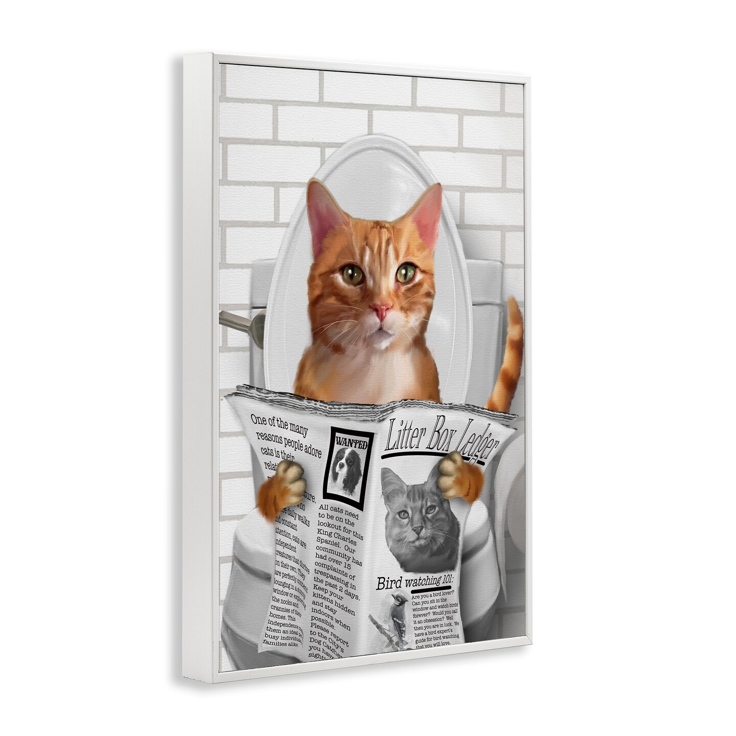 Stupell Industries Whimsy Cat on Toilet Framed Giclee, design by Matthew Piotrowicz