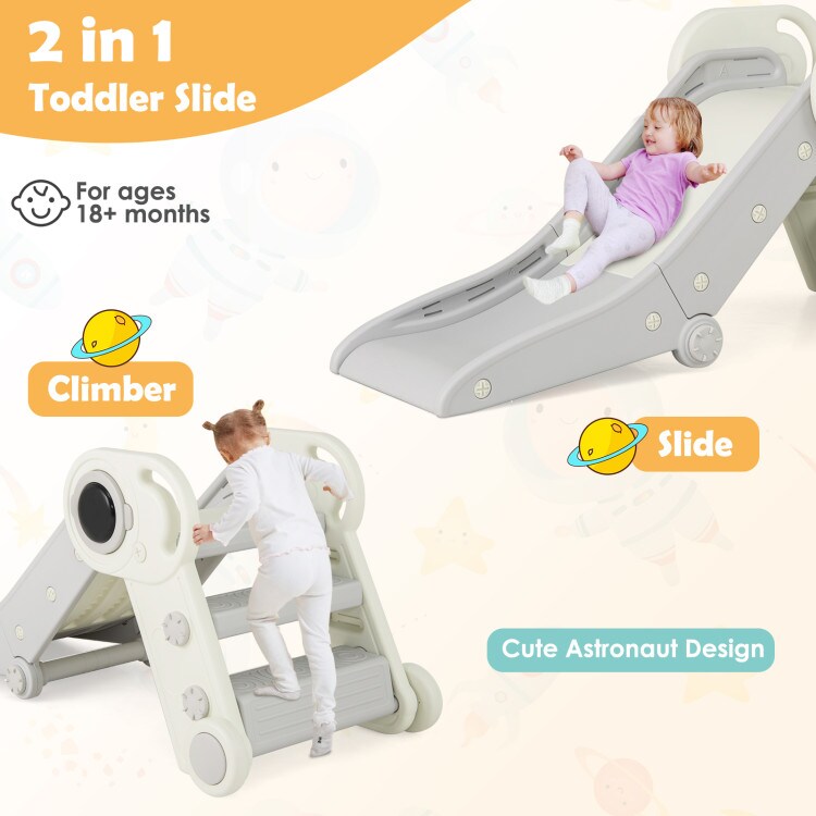 HDPE 2-in-1 Kids Slide with Foldable Climber and Handrails