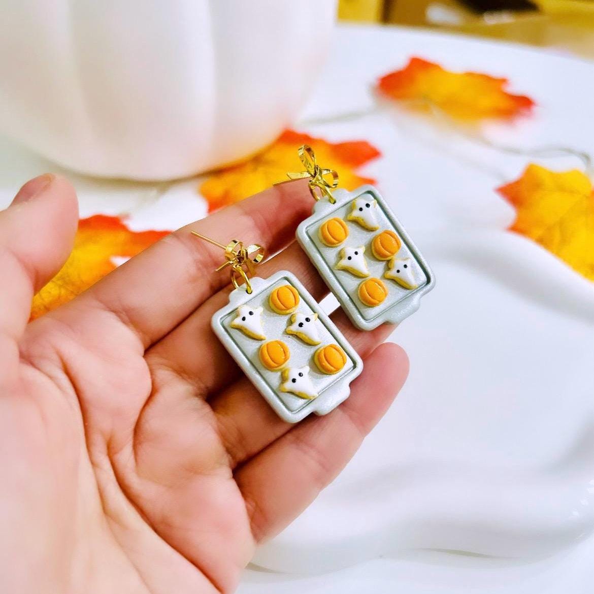 Halloween Ghost Cookie Earrings: Spooky Polymer Clay Dangle MakerPlace by  Michaels