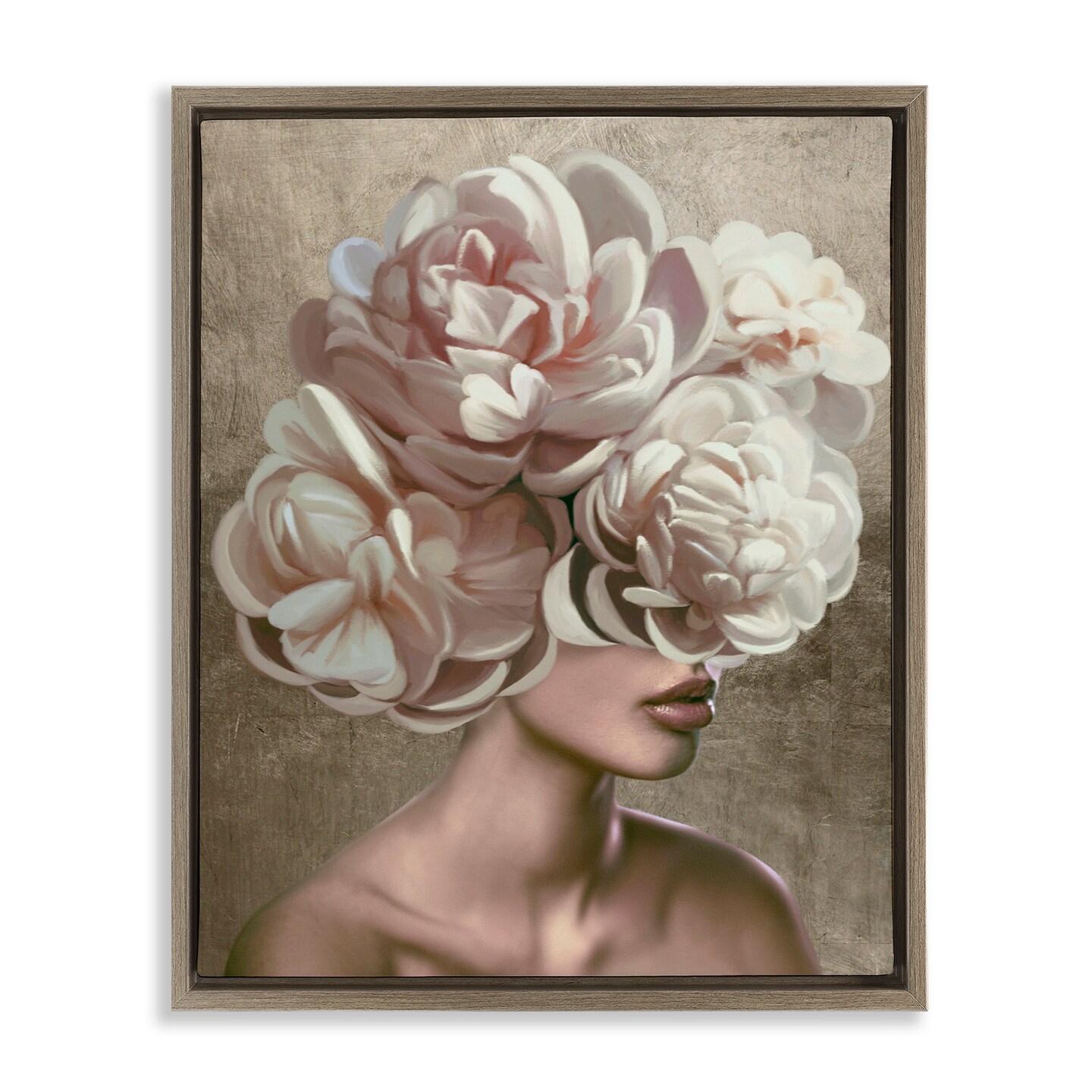 Stupell Industries Surreal Female with Flowers Floating Frame, design by Anna Lischenko
