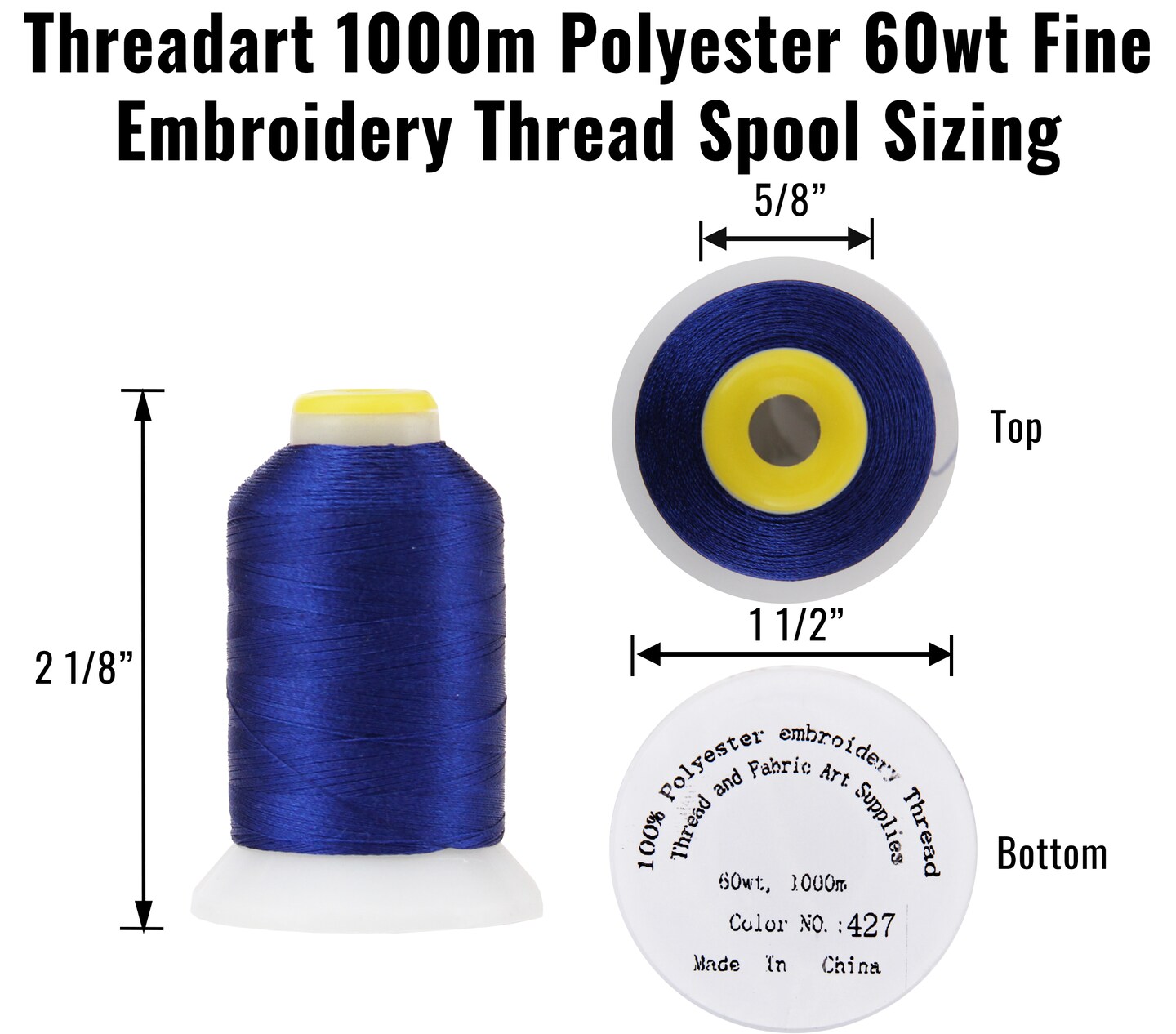 Threadart 60 Weight Micro Embroidery & Bobbin Thread - Fine Line - 1000m Spools - 30 Colors Available