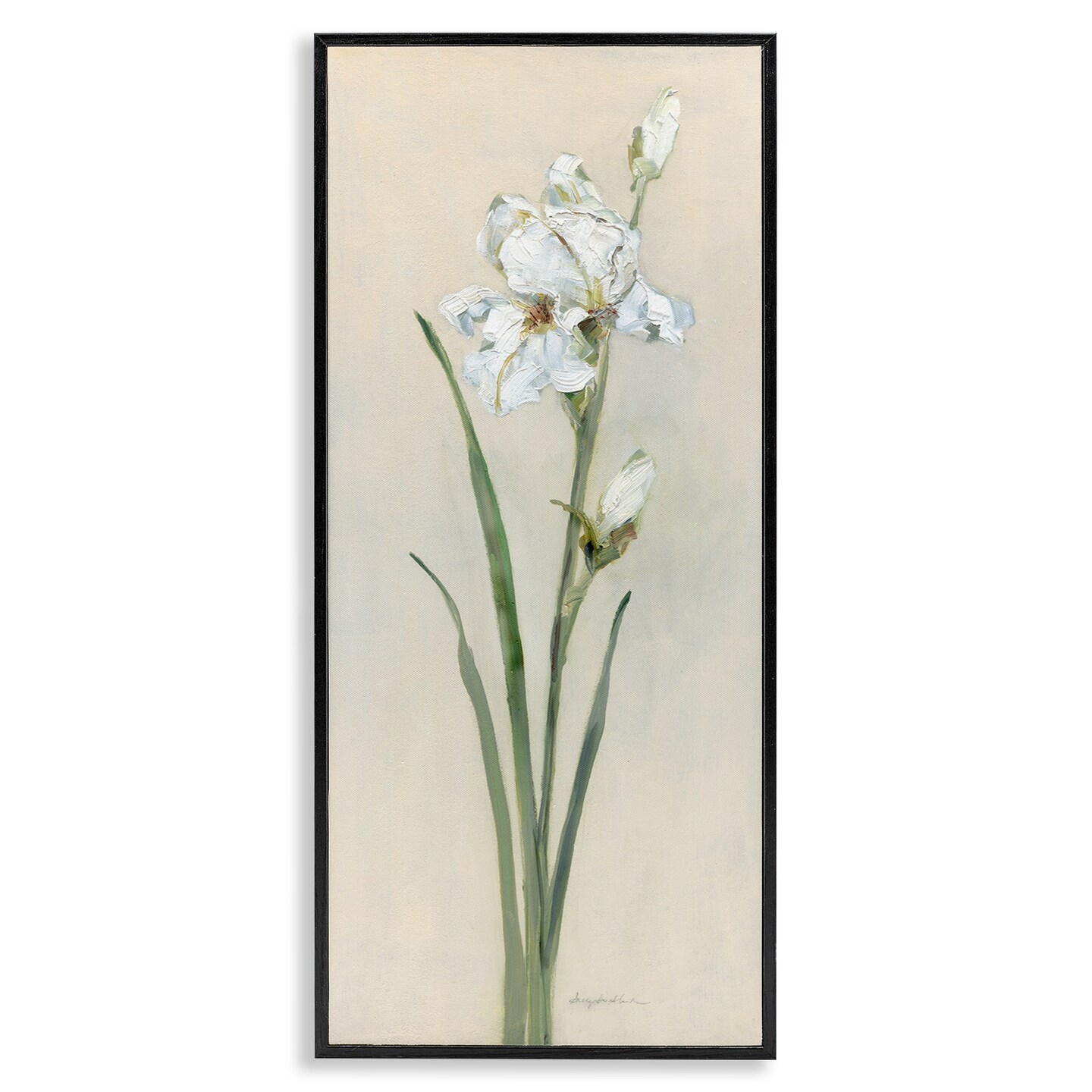 Stupell Industries Simple Iris on Beige Framed Giclee Wall Art Design by Sally Swatland