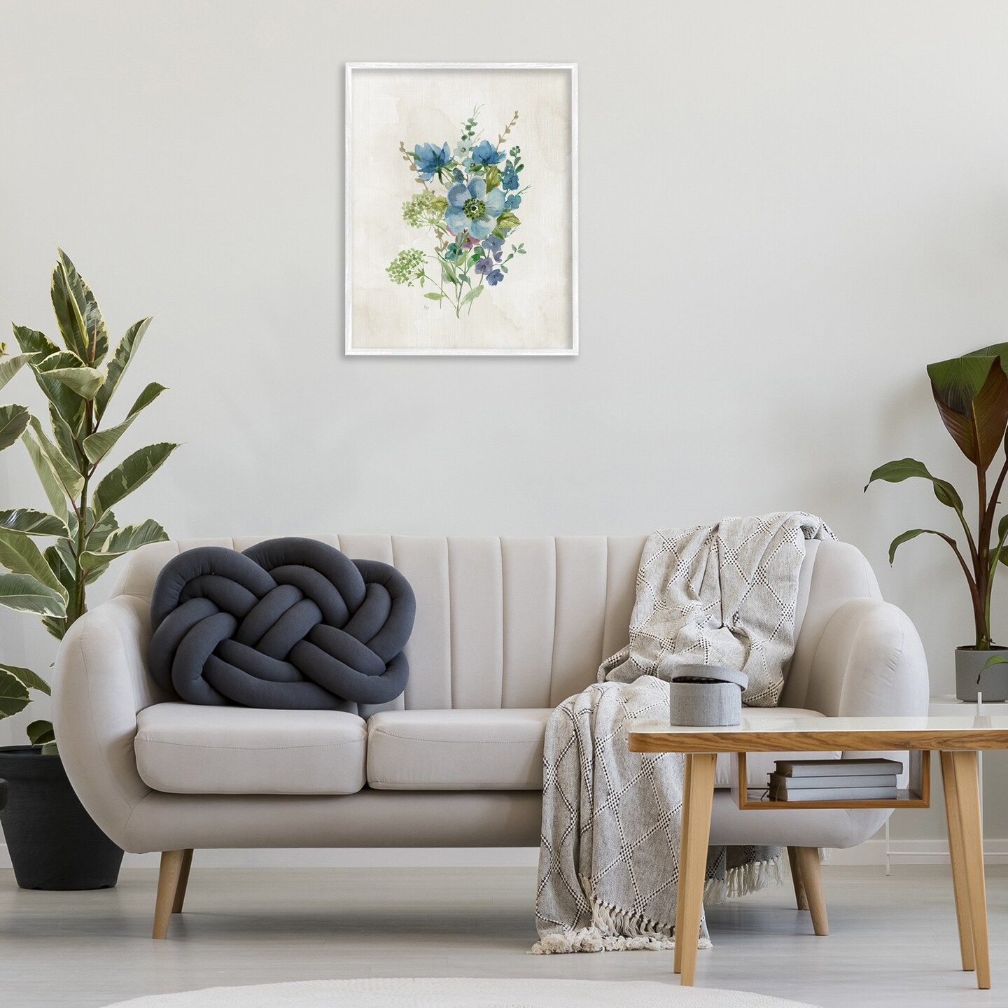 Stupell Industries Blue Wildflower Cluster Framed Giclee Wall Art Design by Nan