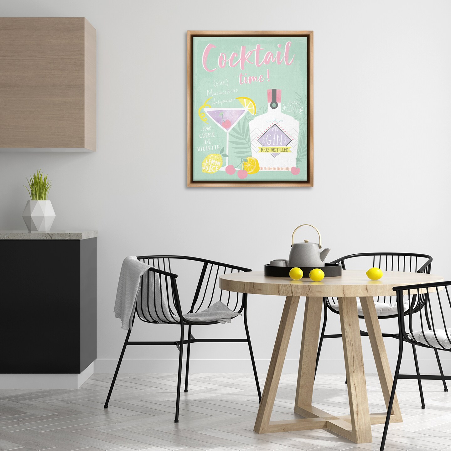 Stupell Industries Cocktail Time with Recipe Floater Framed Canvas Wall Art Design by Angela Nickeas