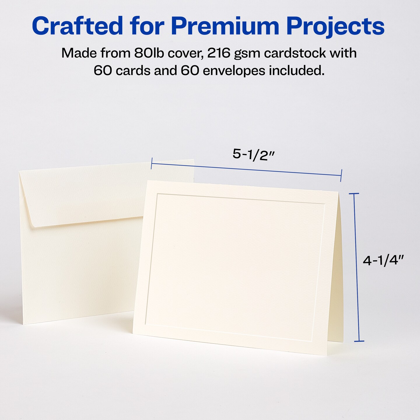 Avery Printable Embossed Note Cards, Envelopes Included, 4.25" x 5.5", Matte Ivory, Inkjet Printer Compatible, 60 Blank Cards Total (8317)