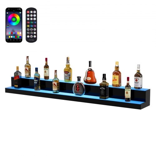 Acrylic LED Liquor Bottle Shelf with Remote App Control, Multi-Color Lights