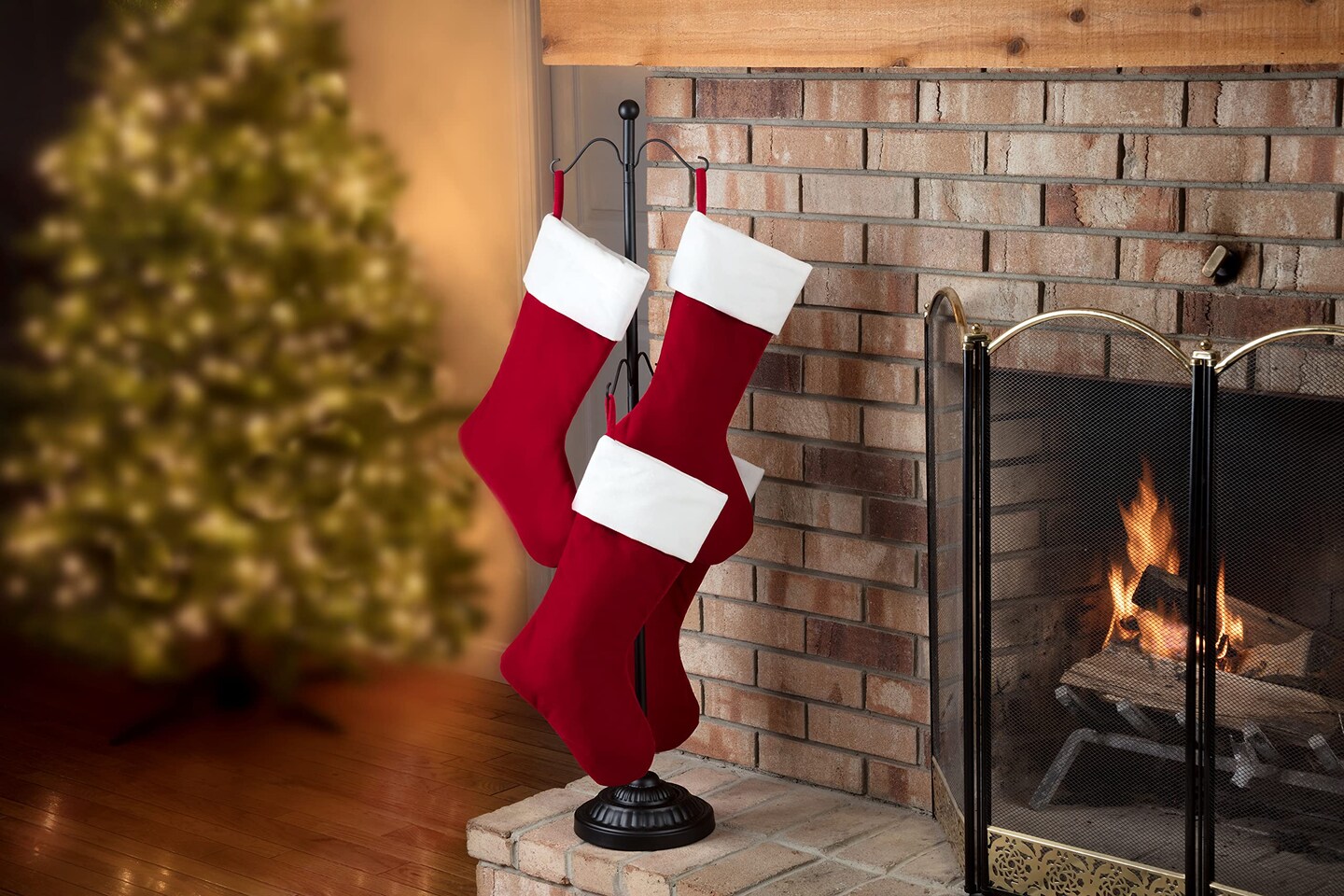 Haute Decor Adapt Adjustable Metal Christmas Stocking Tree Stand, Adjustable Configurations, Hang Many Holiday Stockings or Other Decorations