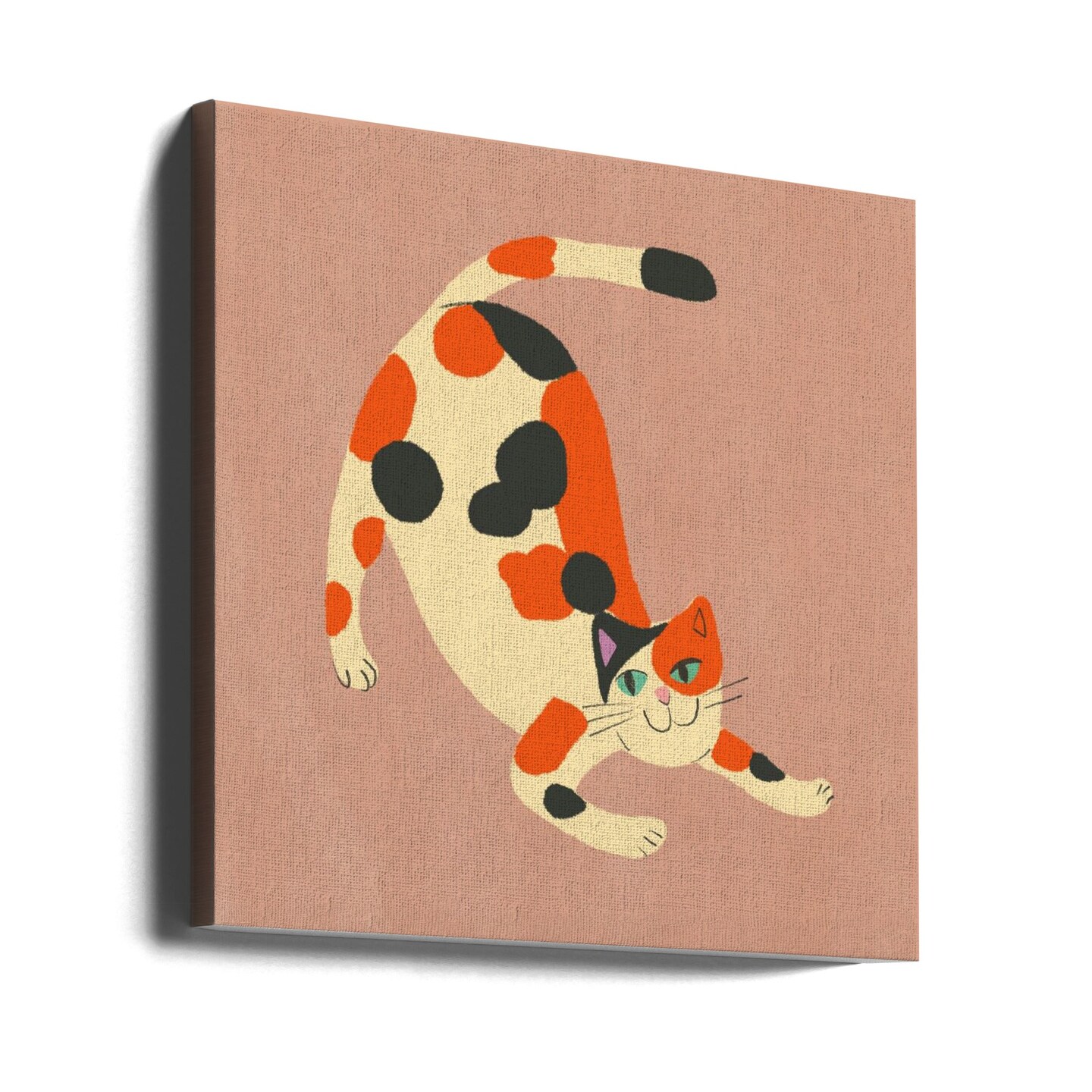 Pouncing cat Var Square Canvas Art | Modern Home Wall Decor 24x24 Canvas - Corporate Office Art