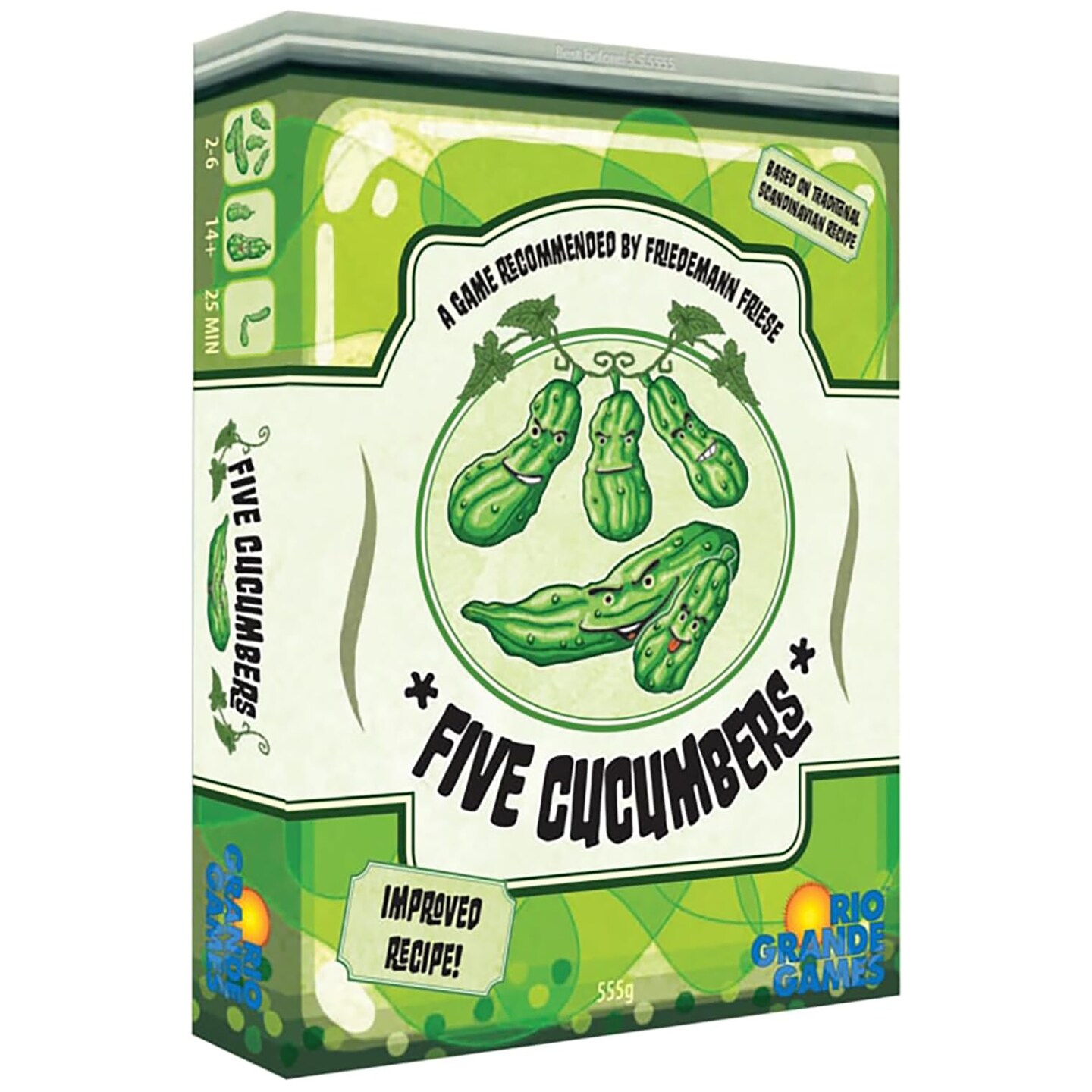 Rio Grand Games: Five Cucumbers - Trick Taking Card Game, Agurk Variant, Competitive Play, Avoid Getting The Cucumber, Ages 14+, 2-6 Players, 30+ Mins