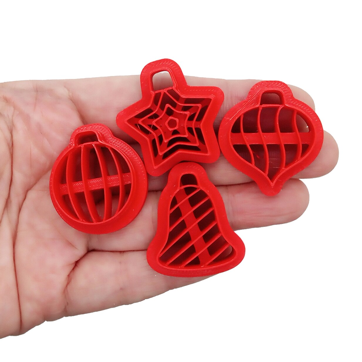 Striped Christmas Ornament Holiday Clay Cutters, 4 pcs, Adorabilities