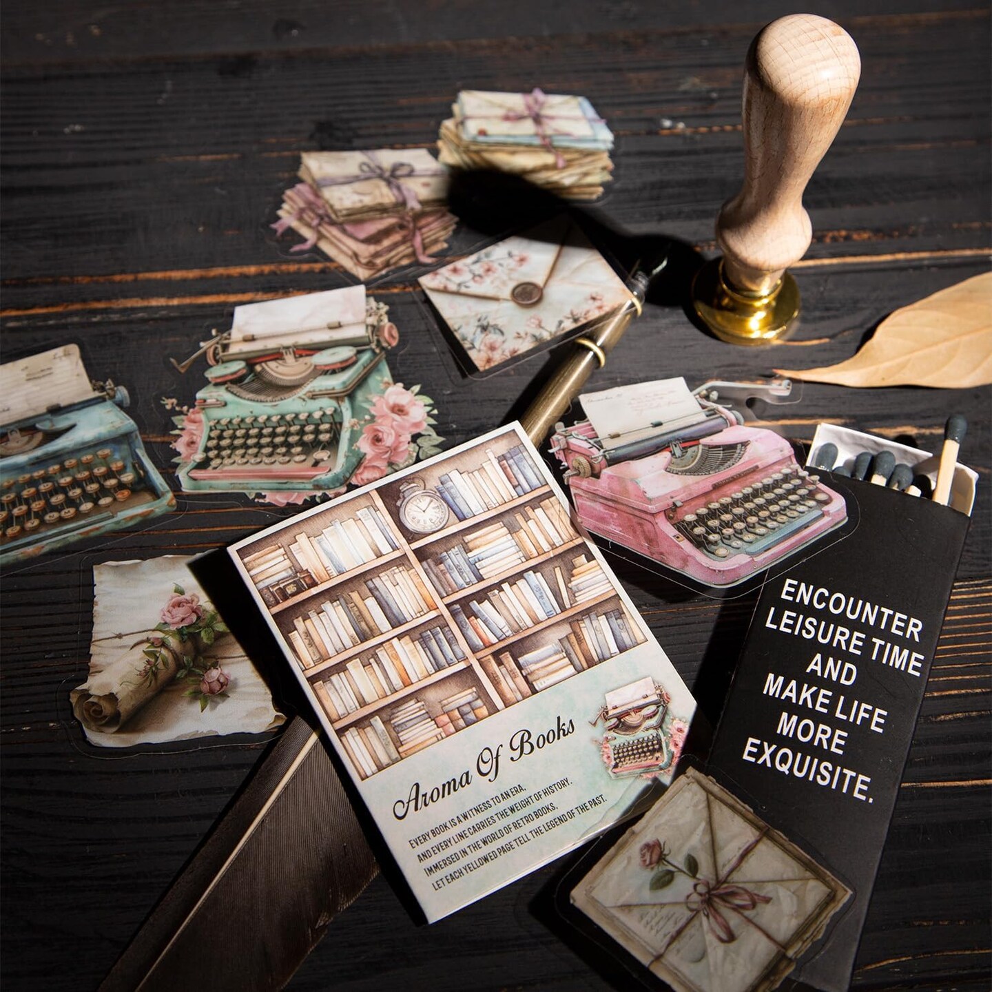 120PCS Vintage Book Sticker Set for Scrapbooking (Aroma of Books) 2.6 x 2.6 x 0.12 inches