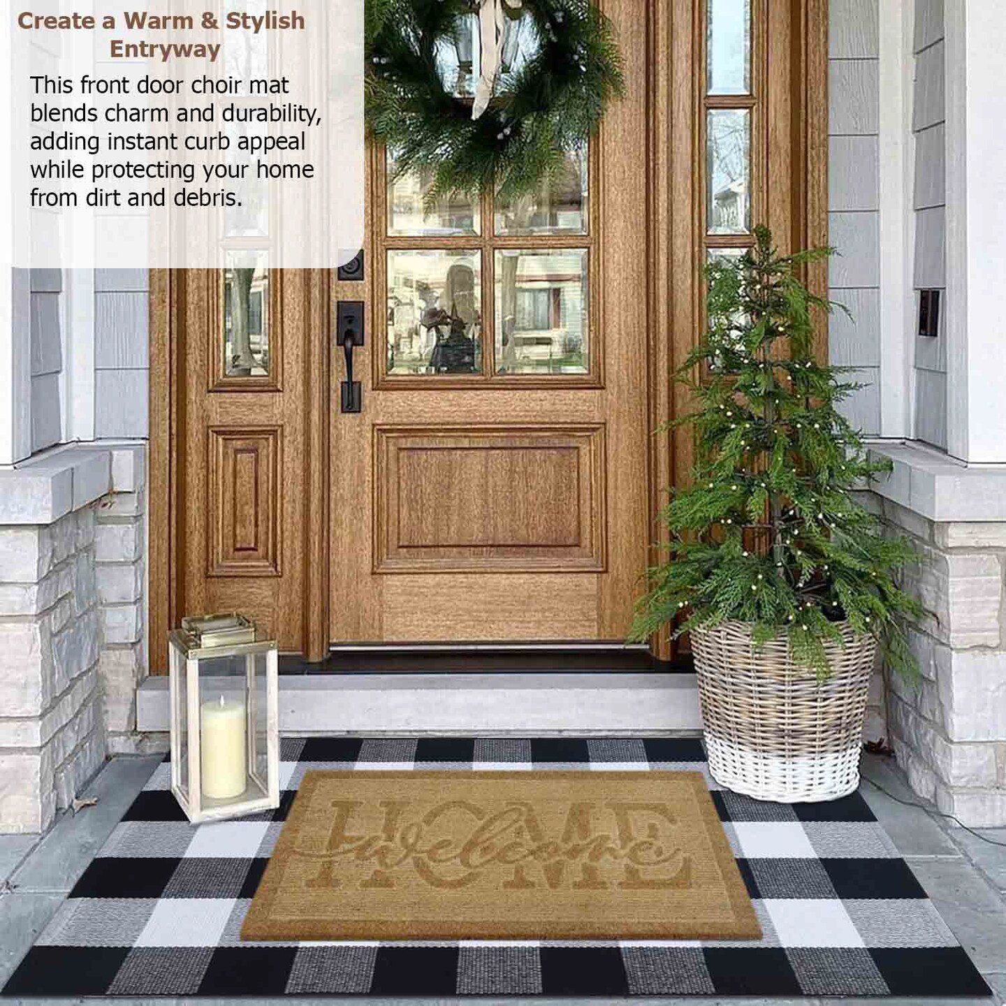 Gardenised Heavy Duty Coco Coir Doormat Non Slip PVC Baking