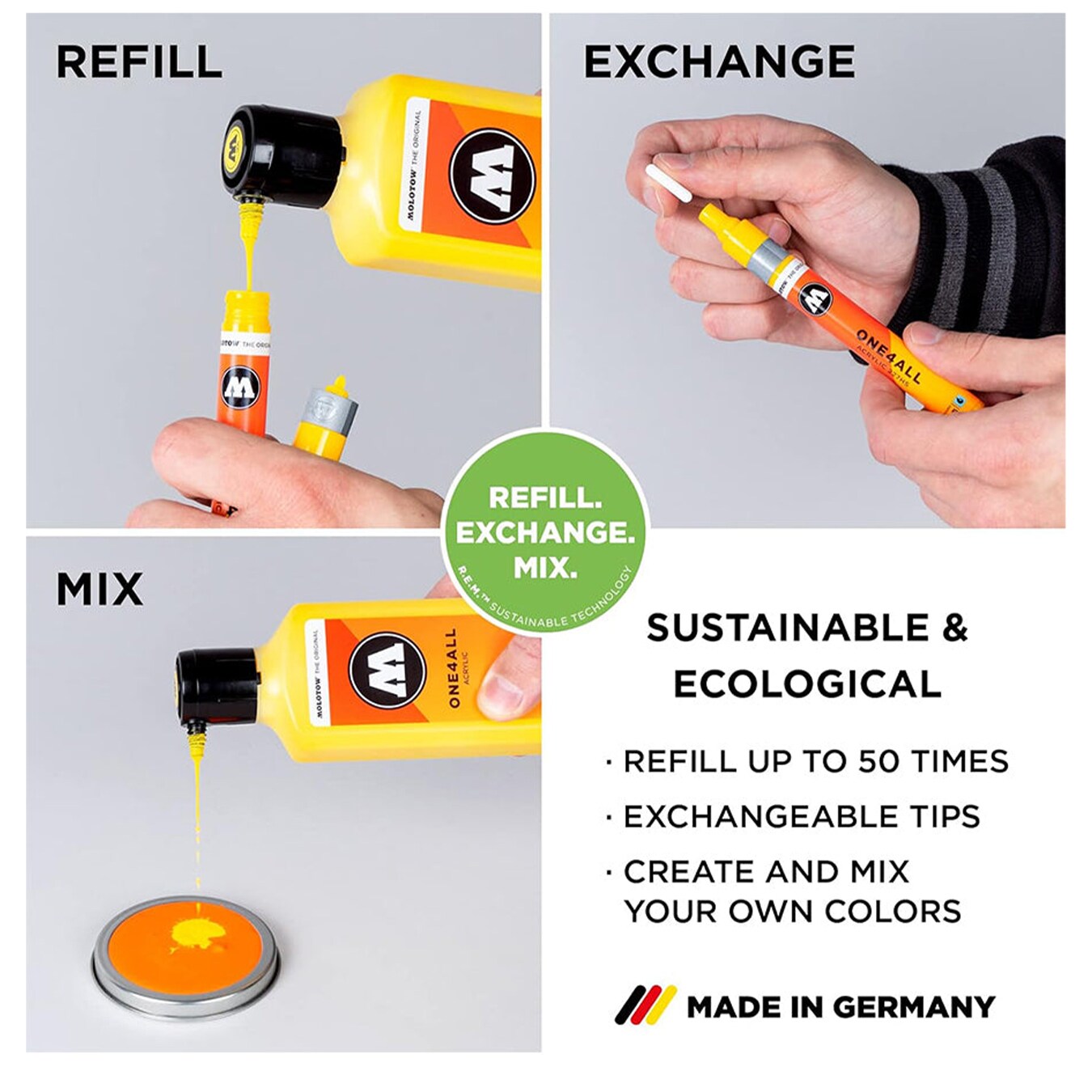 Molotow ONE4ALL Acrylic Paint Marker Character 6-Color Set, 2mm, Assorted Colors, 1 Set Each