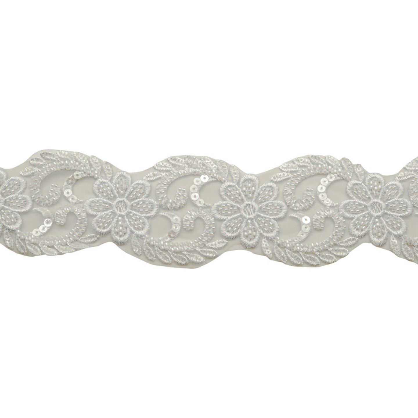 2 3/4&#x22;x 10 yards White Beaded Sequin Trim