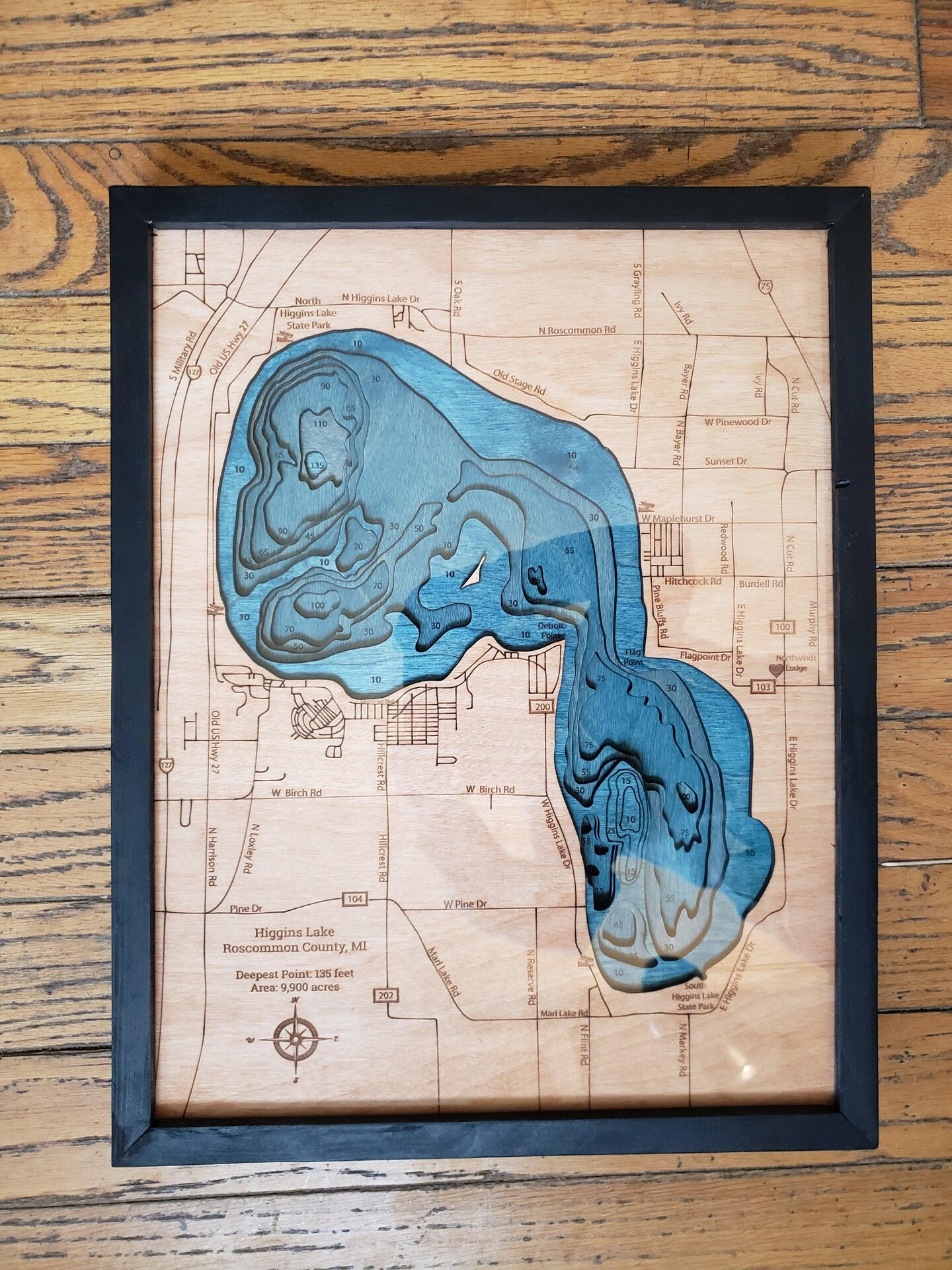 Lake Gaston, NC 3d Wood Map product 3