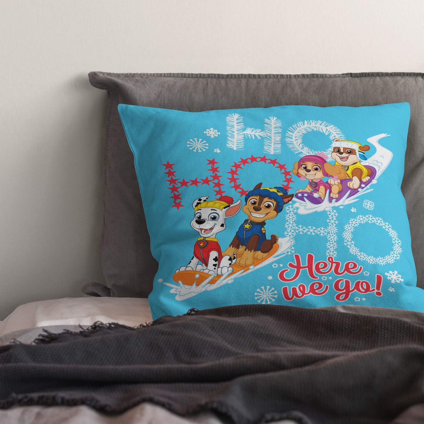 Nickelodeon Paw Patrol Ho Ho Here We Go Throw Pillow 18×18 Inches