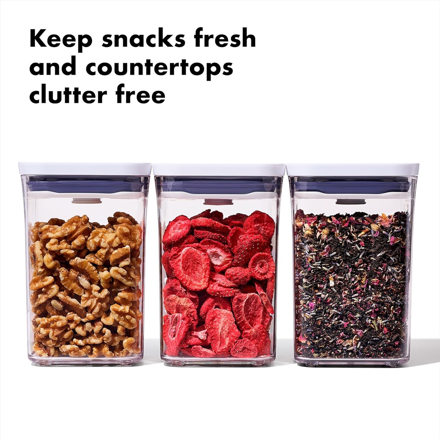 3-PC Small Square Short POP Container Set - White,Grey