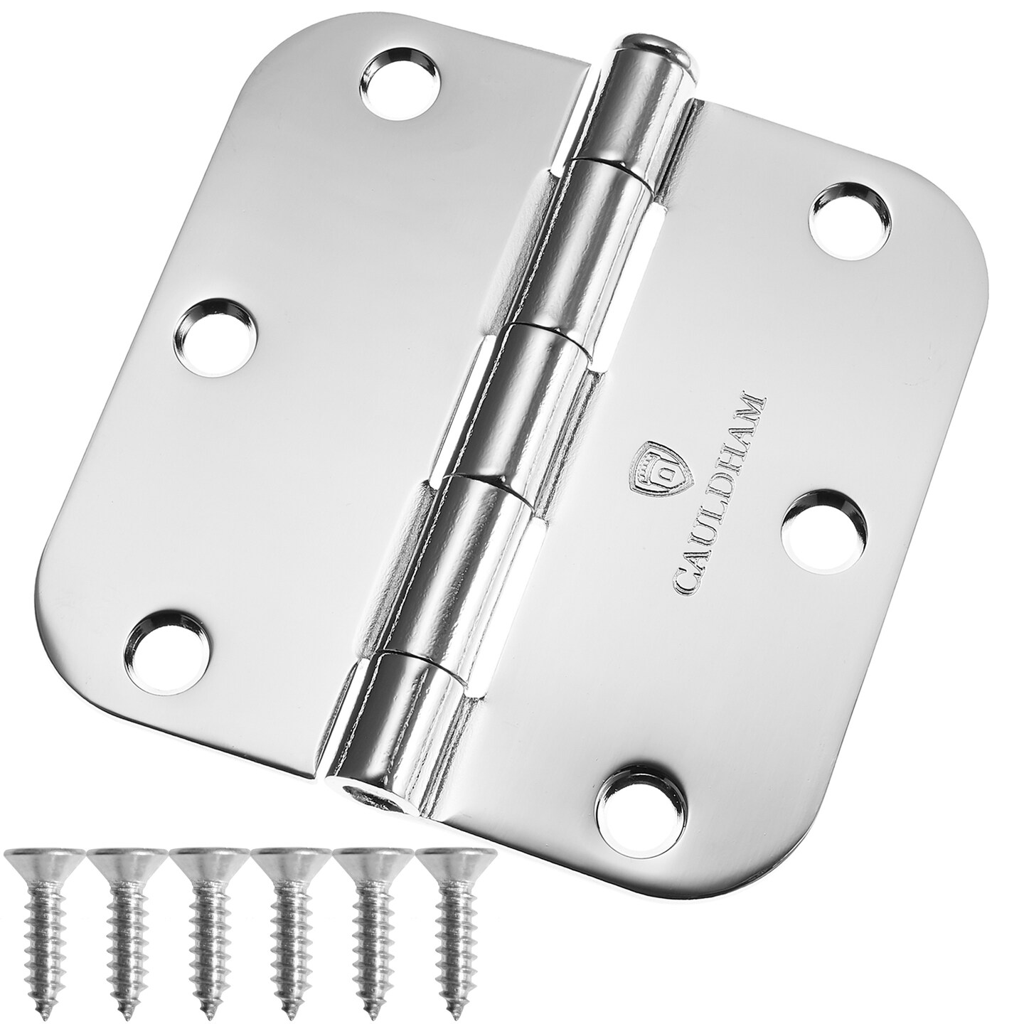 Cauldham Heavy-Duty 3-1/2" Interior Door Hinges with 5/8" Radius Corners - Polished Chrome