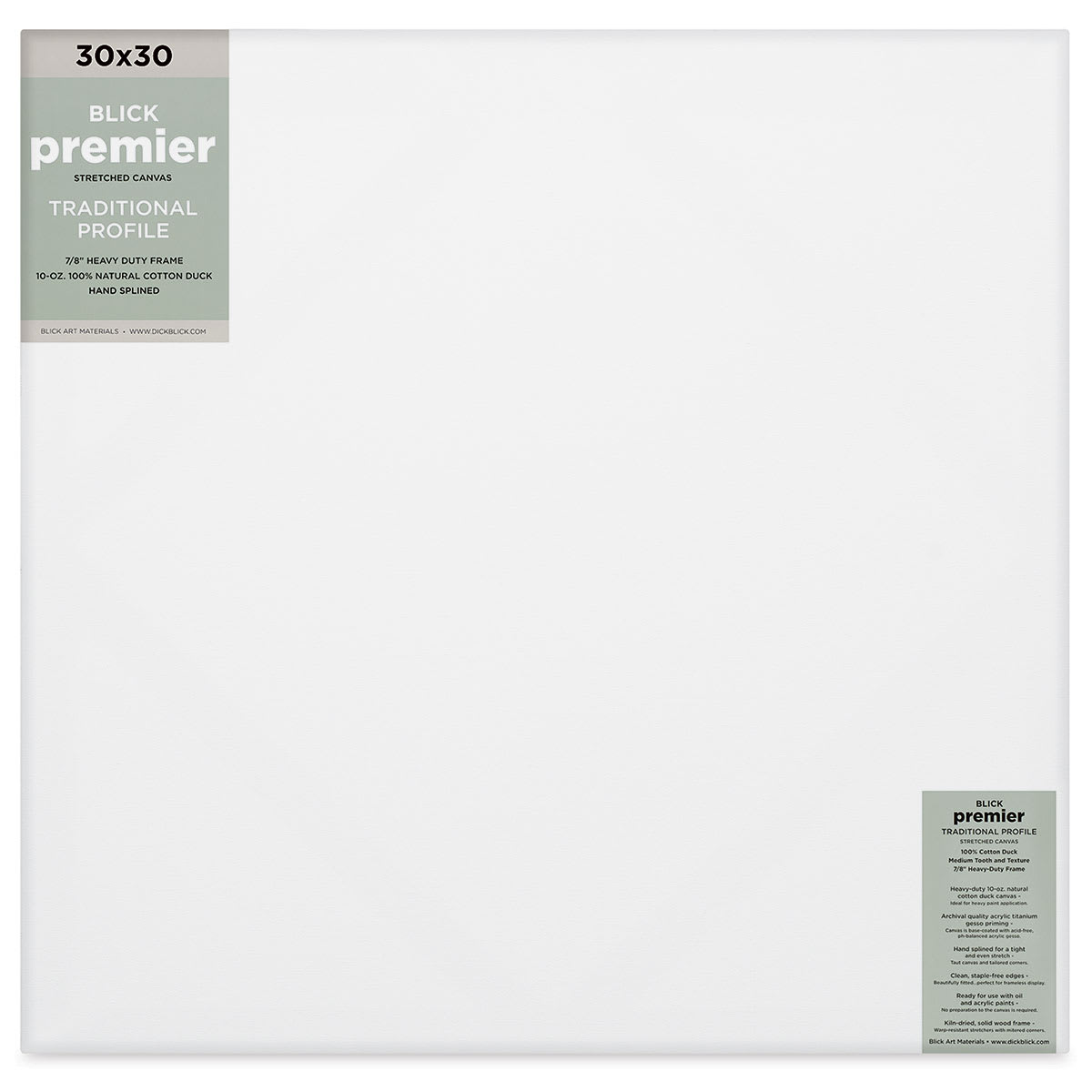 Blick Premier Stretched Cotton Canvas - Traditional Profile, Splined, 30" x 30"