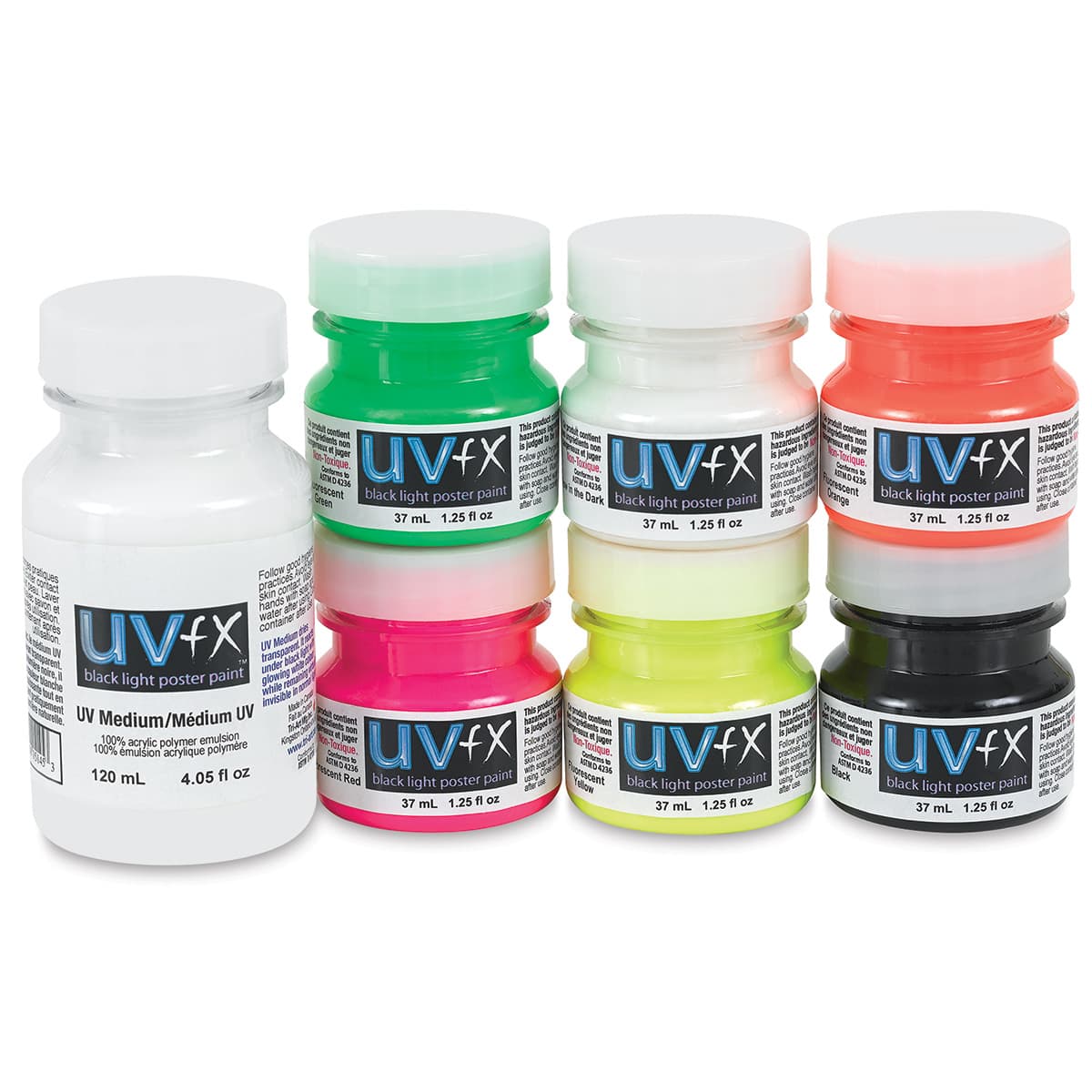 Tri-Art UVFX Black Light Poster Paint Sampler Set - 37 ml Bottles