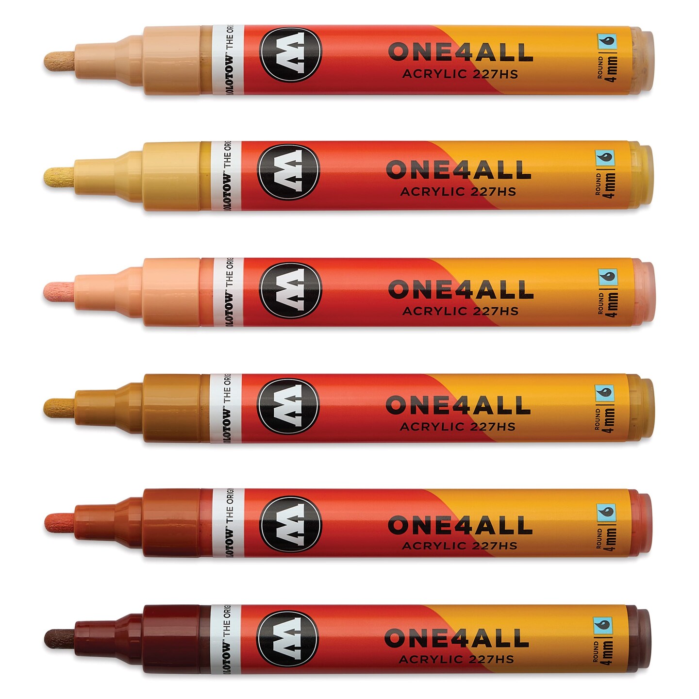 Molotow One4All Acrylic Markers - Set of 6, Wood Colors, 4 mm