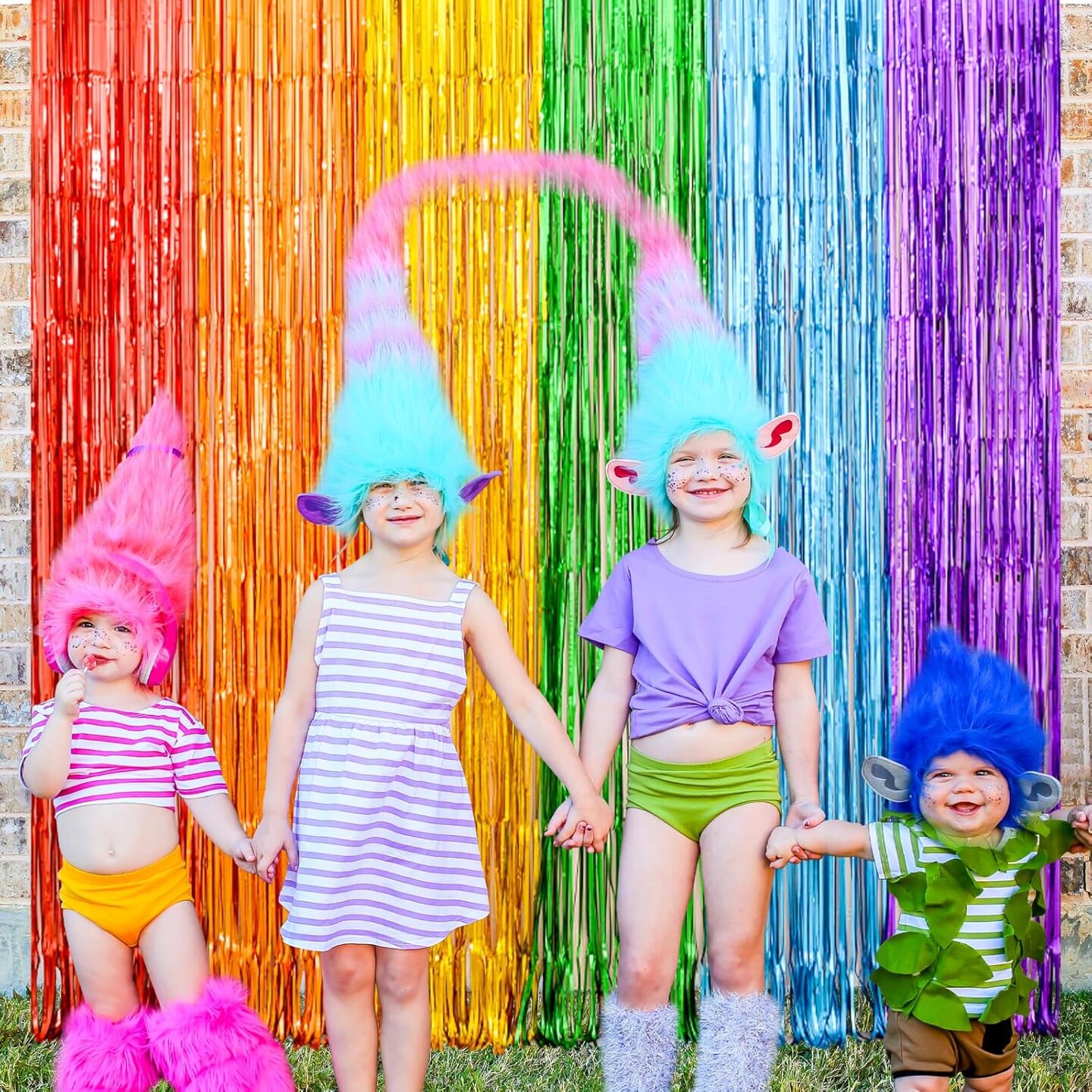 Rainbow Foil Fringe Curtains, 2 Pack Rainbow Party Decorations 3.3x6.6ft Tinsel Metallic Streamers Holiday Photo Booth Props Backdrop for Birthday Wedding Engagement Bridal Shower