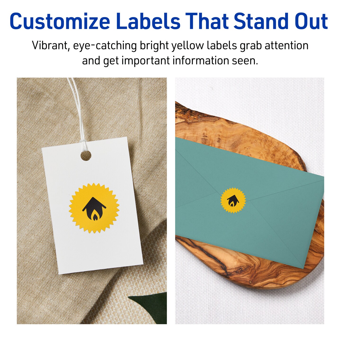 Avery Bright Yellow Paper Labels, 1&#x22; Starburst