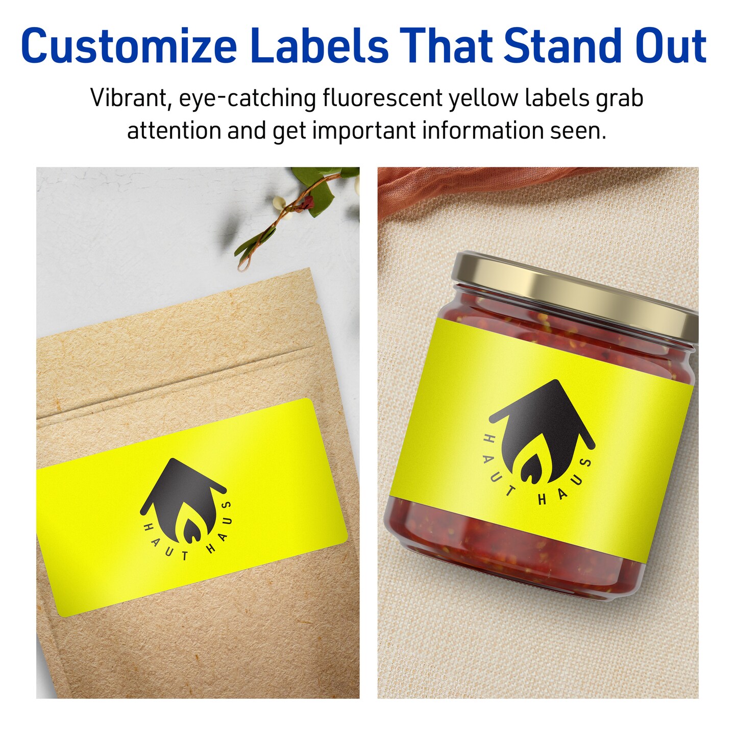 Avery Neon Yellow Paper Labels, 2&#x22; x 6&#x22; Rectangle