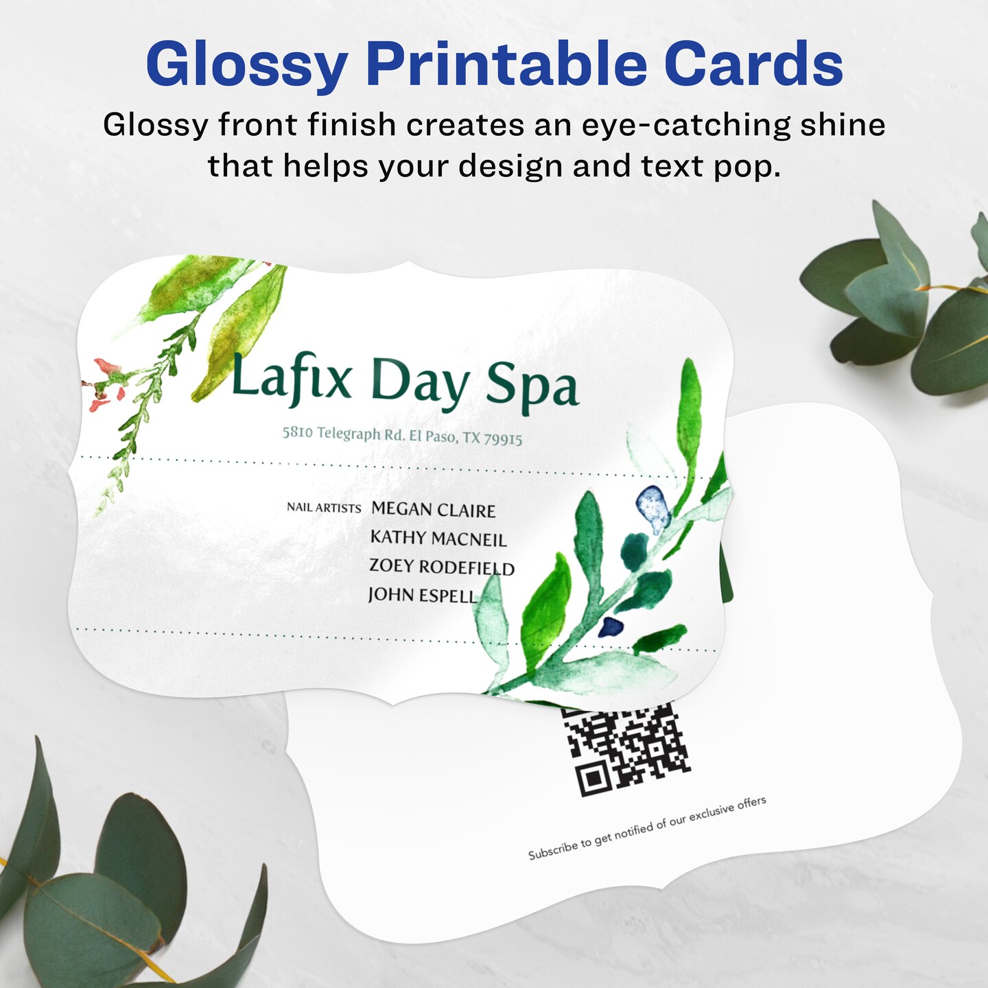 Avery 4&#x22; x 6&#x22; Rectangle Flourished Edge, Glossy White Postcards