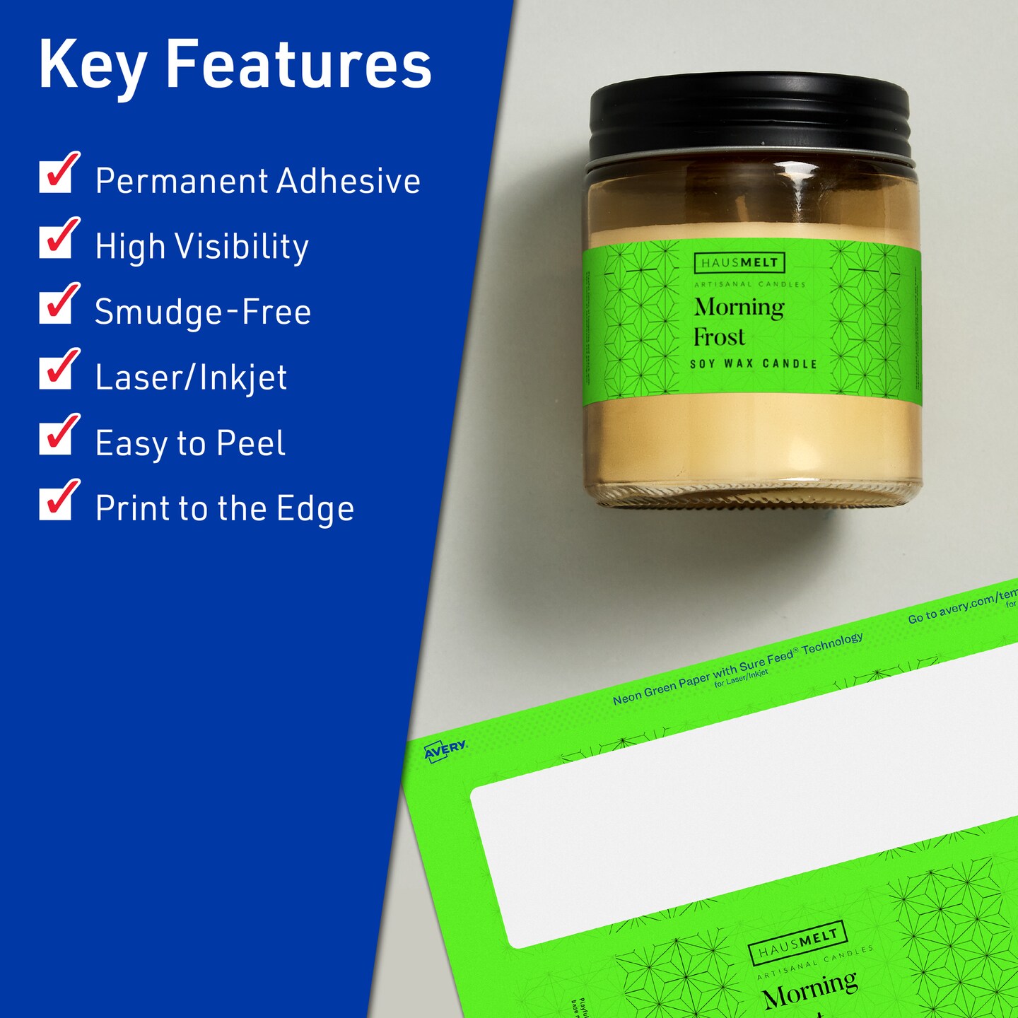 Avery Neon Green Paper Labels, 3&#x22; x 7&#x22; Rectangle