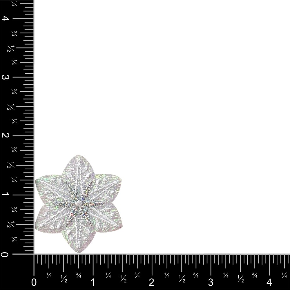 Set of 3, White Snowflake, Iridescent, Christmas, Winter, Embroidered, Iron on Patch