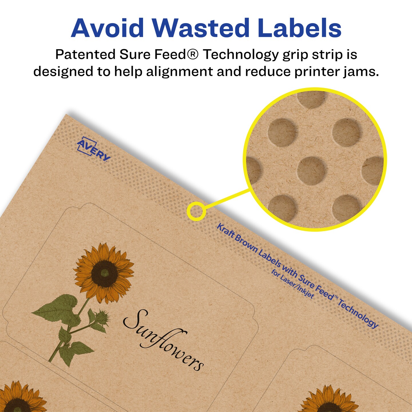 Avery Kraft Brown Rectangle Scalloped Labels with Sure Feed, 2&#x22; x 3&#x22;