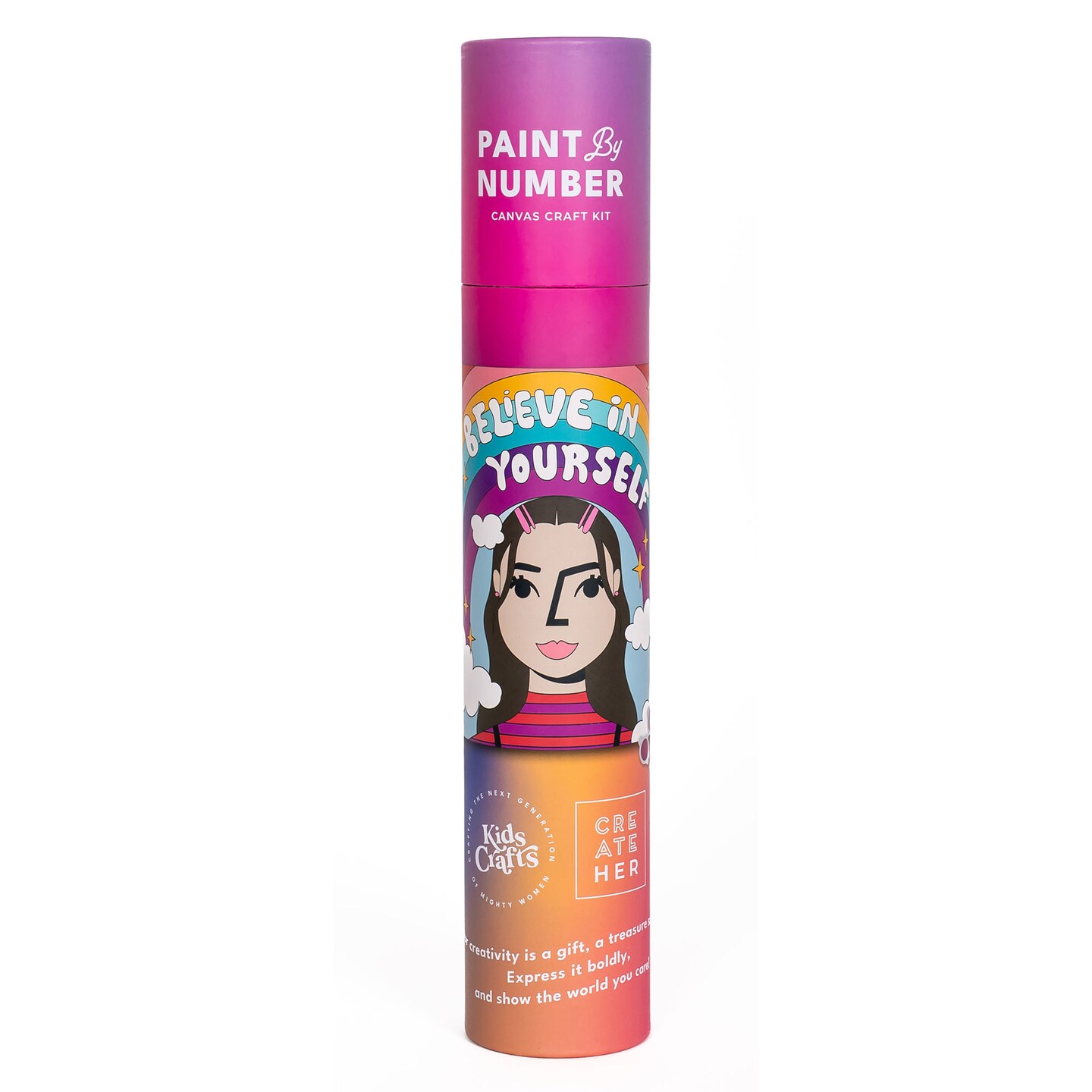 Paint By Number &#x22;Believe in Yourself&#x22; Canvas Painting All-In-1 Art Kit, Kids Girls Tweens, Ages 7+