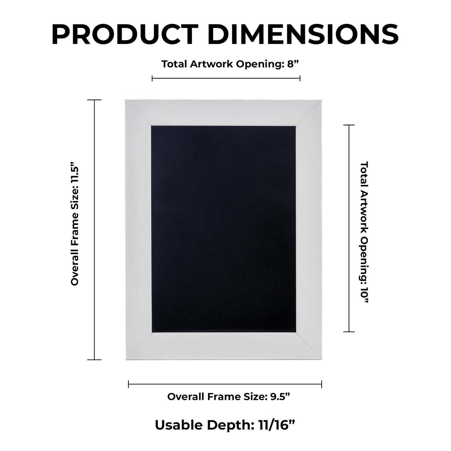 Classic White Wood Shadown Box Frame with Acrylic Front - Black Suede Backing, 30 Sizes