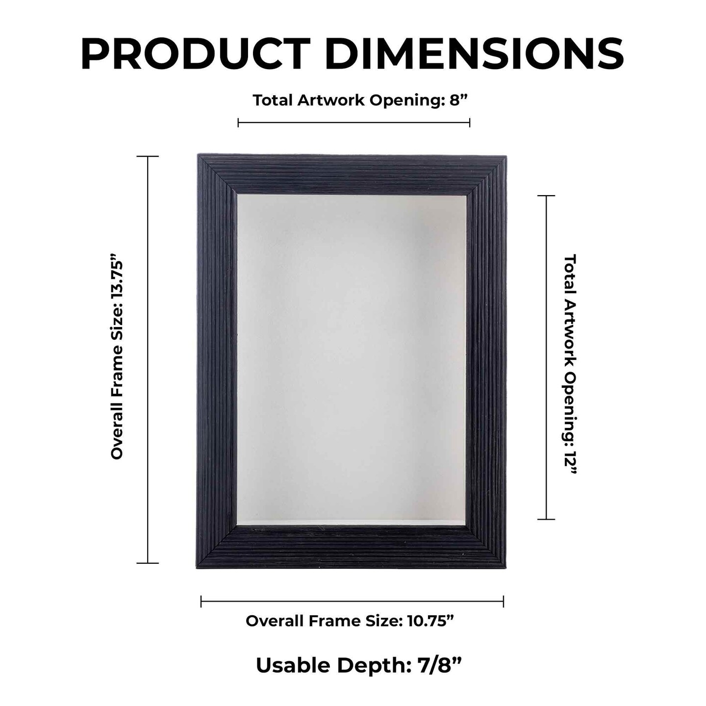 Rustic Black Wood Shadow Box Frame with Acrylic Front - White Suede Backing, 30 Sizes