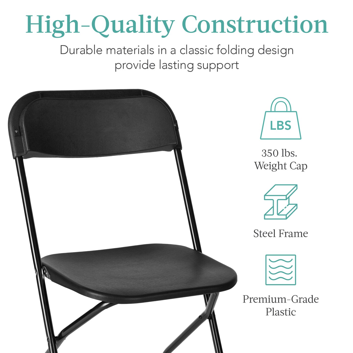 Best Choice Products Set of 10 Folding Stacking Plastic Chairs w/ Non-Slip Feet, 350lb Capacity