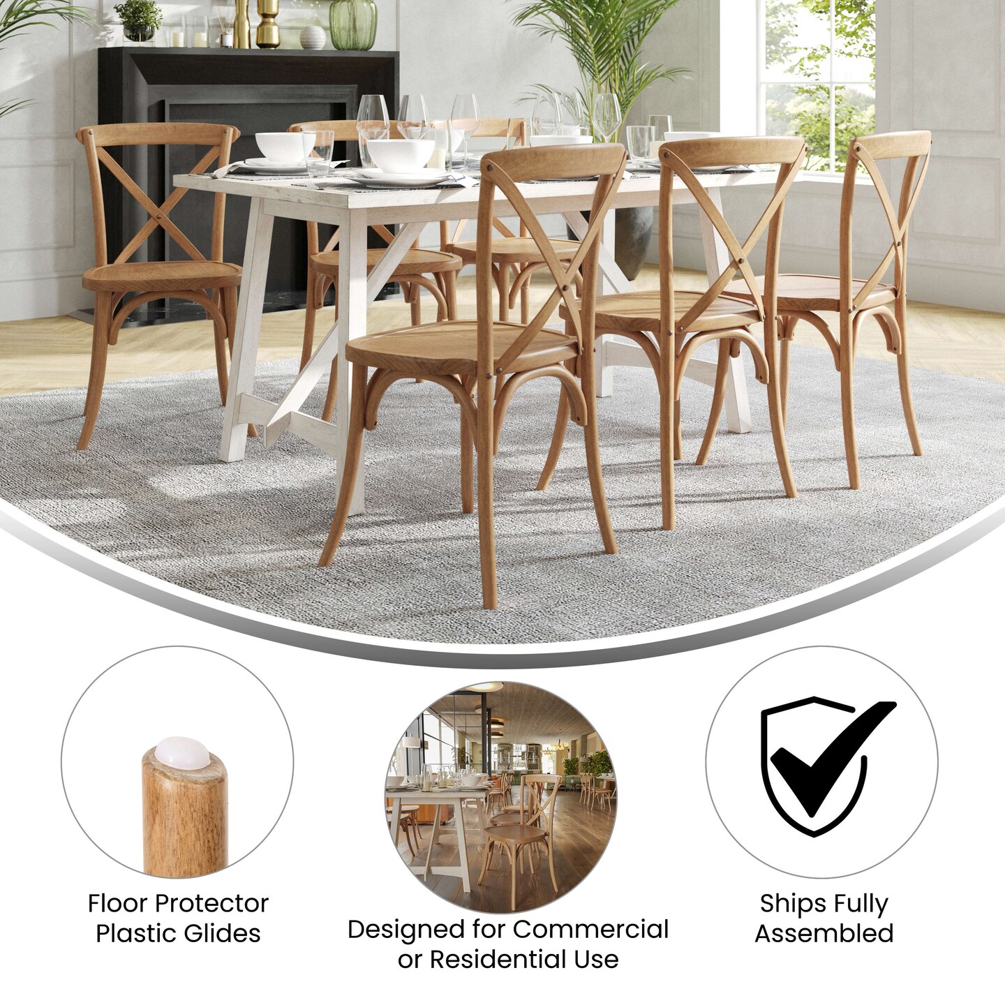 Merrick Lane Bardstown X-Back Bistro Style Wooden High Back Dining Chair
