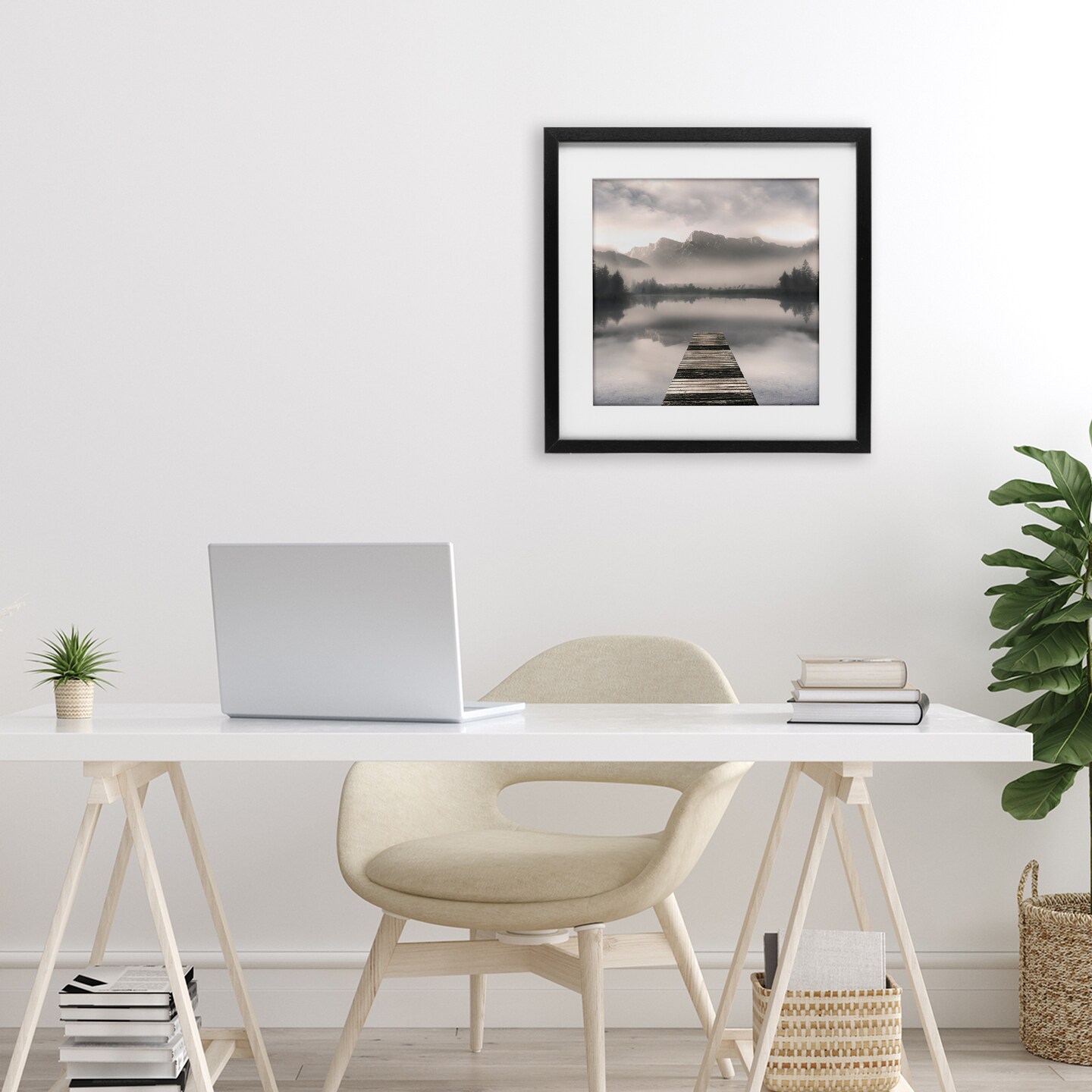 Stupell Industries Calm Reflective Waters & Mountains Framed Print Under Glass, design by Irene Weisz