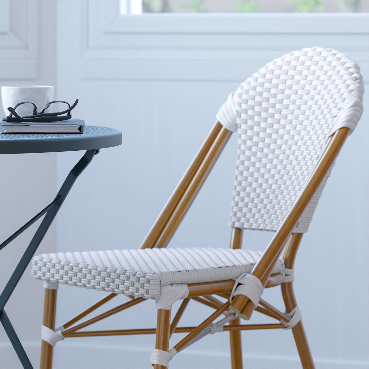 Merrick Lane Celia Indoor/Outdoor Stacking Bistro Chair with Aluminum Frame