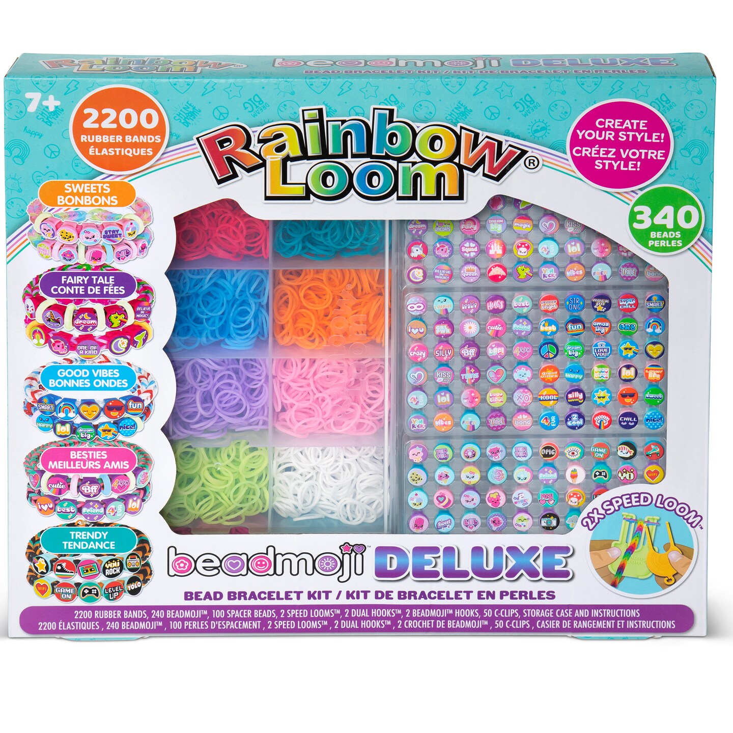 Rainbow Loom: Beadmoji Deluxe - DIY Rubber Band &#x26; Bead Bracelet Kit - Includes 2200 Bands &#x26; 340 Beads, Design &#x26; Create, Ages 7+