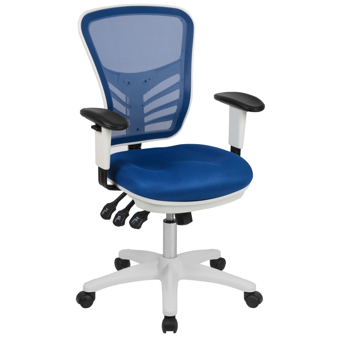 Emma and Oliver Mid-Back Mesh Triple Paddle Swivel Ergonomic Office Chair with Adjustable Arms