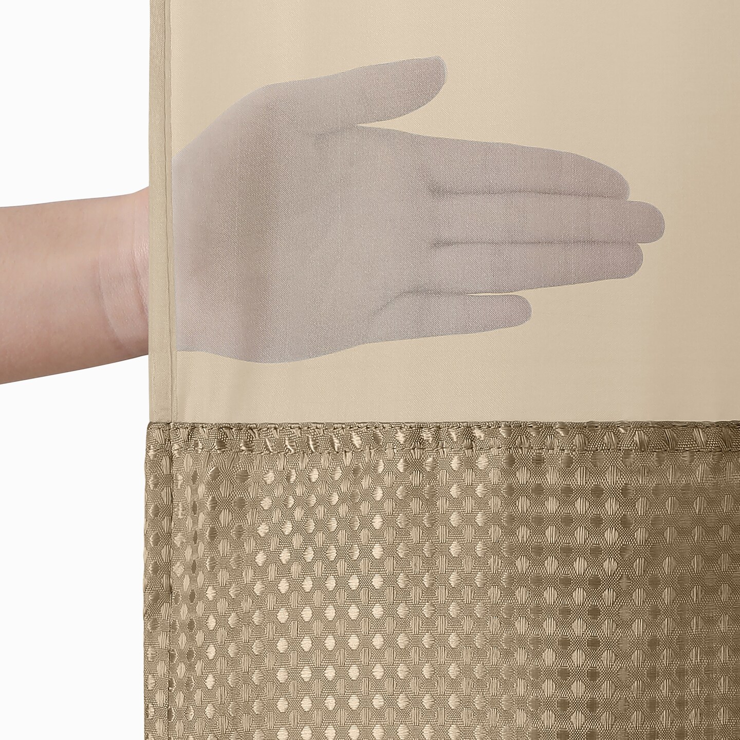Americanflat 72x75 Hookless Waffle Pattern Shower Curtain - Water-Resistant Long Shower Curtain with Sheer Panel, Snap-In Liner, and Grommets