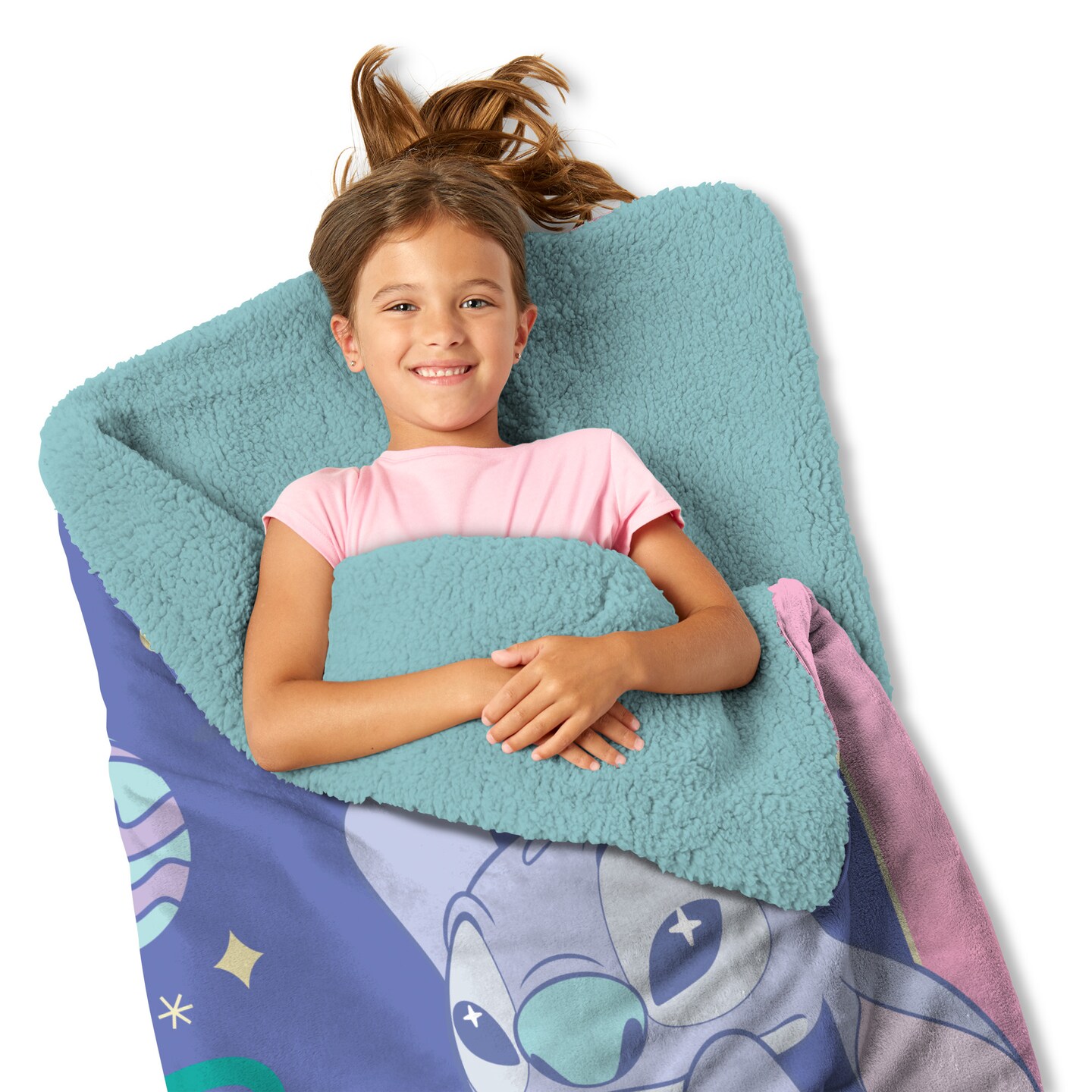 Disney Lilo and Stitch Weird Alien Silk Touch Throw Blanket Sherpa Slumber Bag 27&#xD7;56 Inches