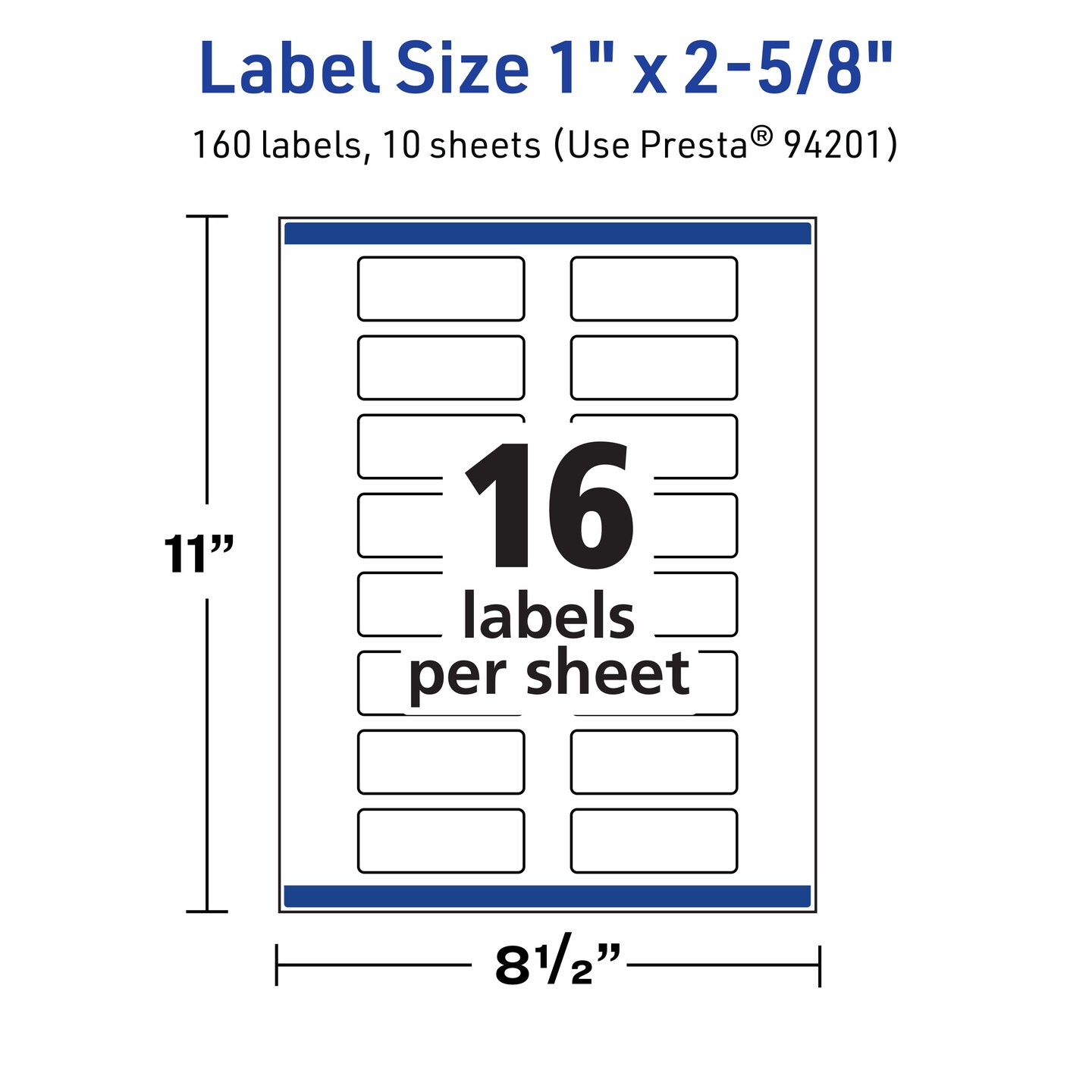 Avery TrueBlock Matte White Paper Labels, 1" x 2-5/8" Rectangle