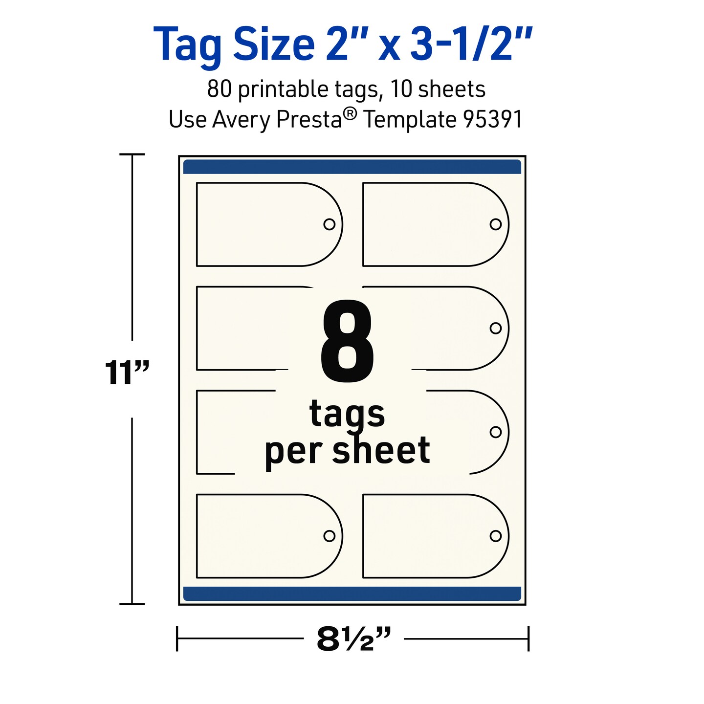 Avery Printable Arched Printable Tags, Sure Feed Technology, 2" x 3-1/2", Matte Ivory Cardstock, Print-to-The-Edge, Laser/Inkjet Printable, 80 Total