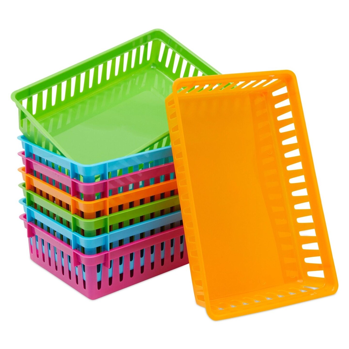 8 Pack Colorful Storage Bins for Classroom - Small Plastic Baskets for Organizing Shelves, Arts, Crafts, Desks, Toys (4 Colors, 10.3x6.5x2.3 in)